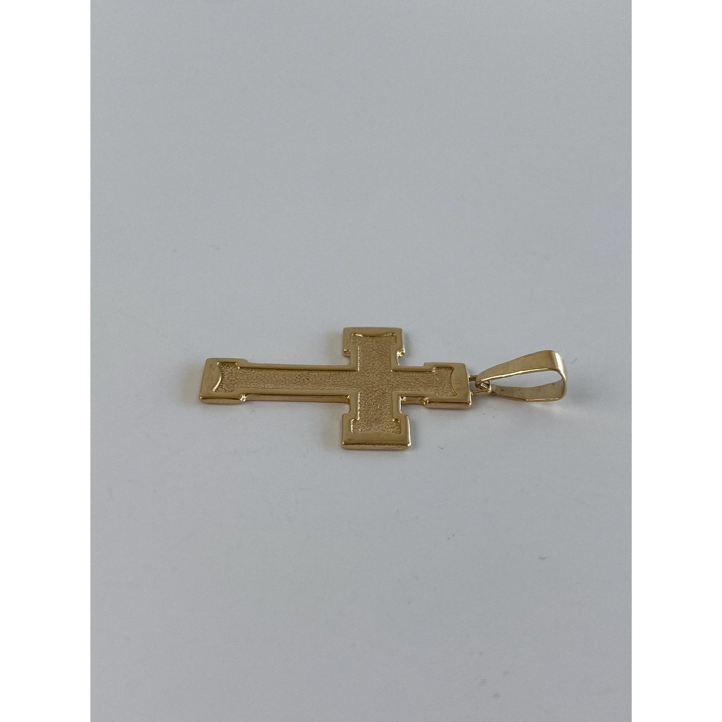 Vintage Solid 14k Yellow Gold Textured Cross Charm