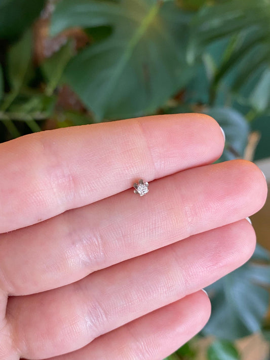 Vintage Solid 14k White Gold SINGLE Diamond Stud Earring