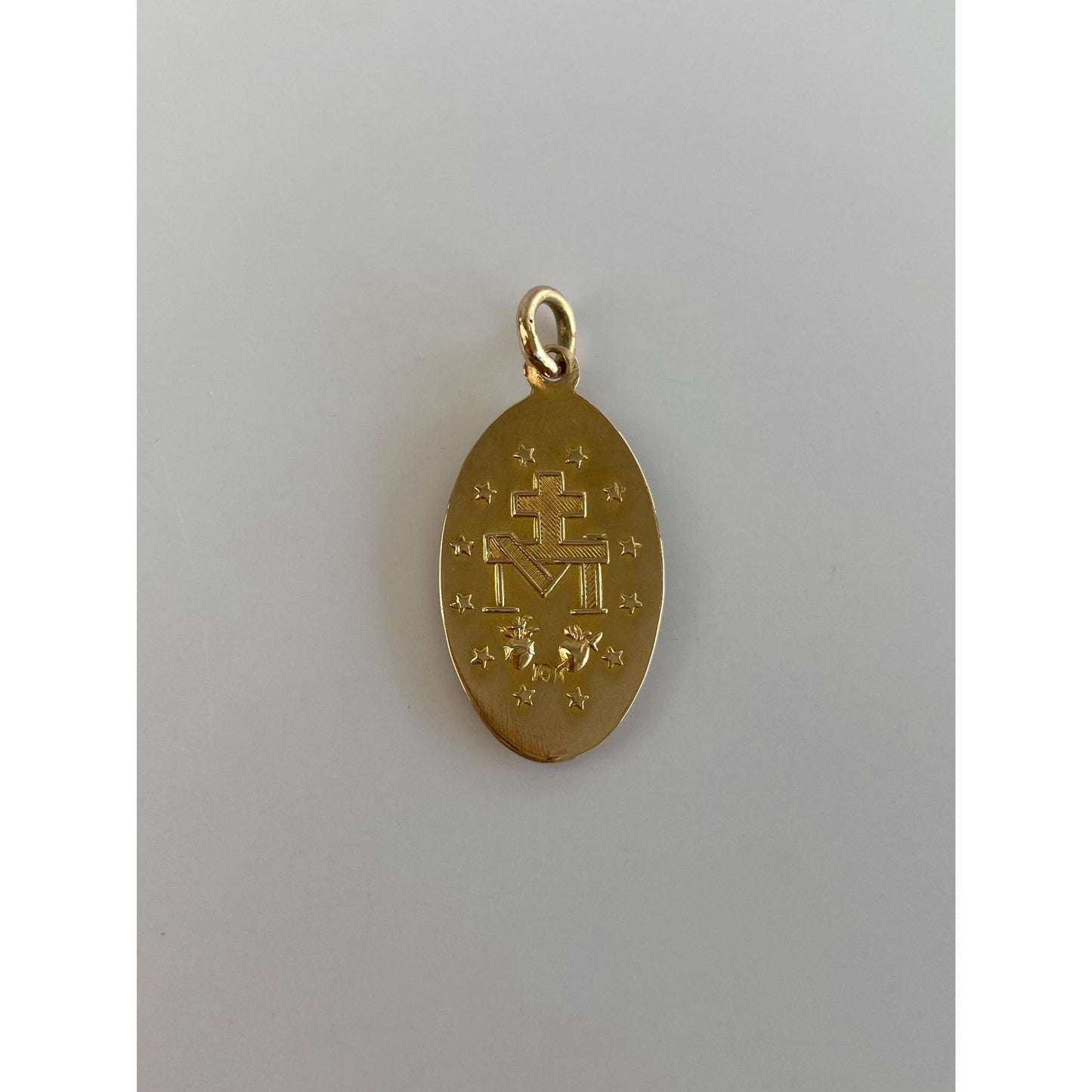 Vintage Solid 10k Yellow Gold Virgin Mary Religious 'Pray For Us' Charm