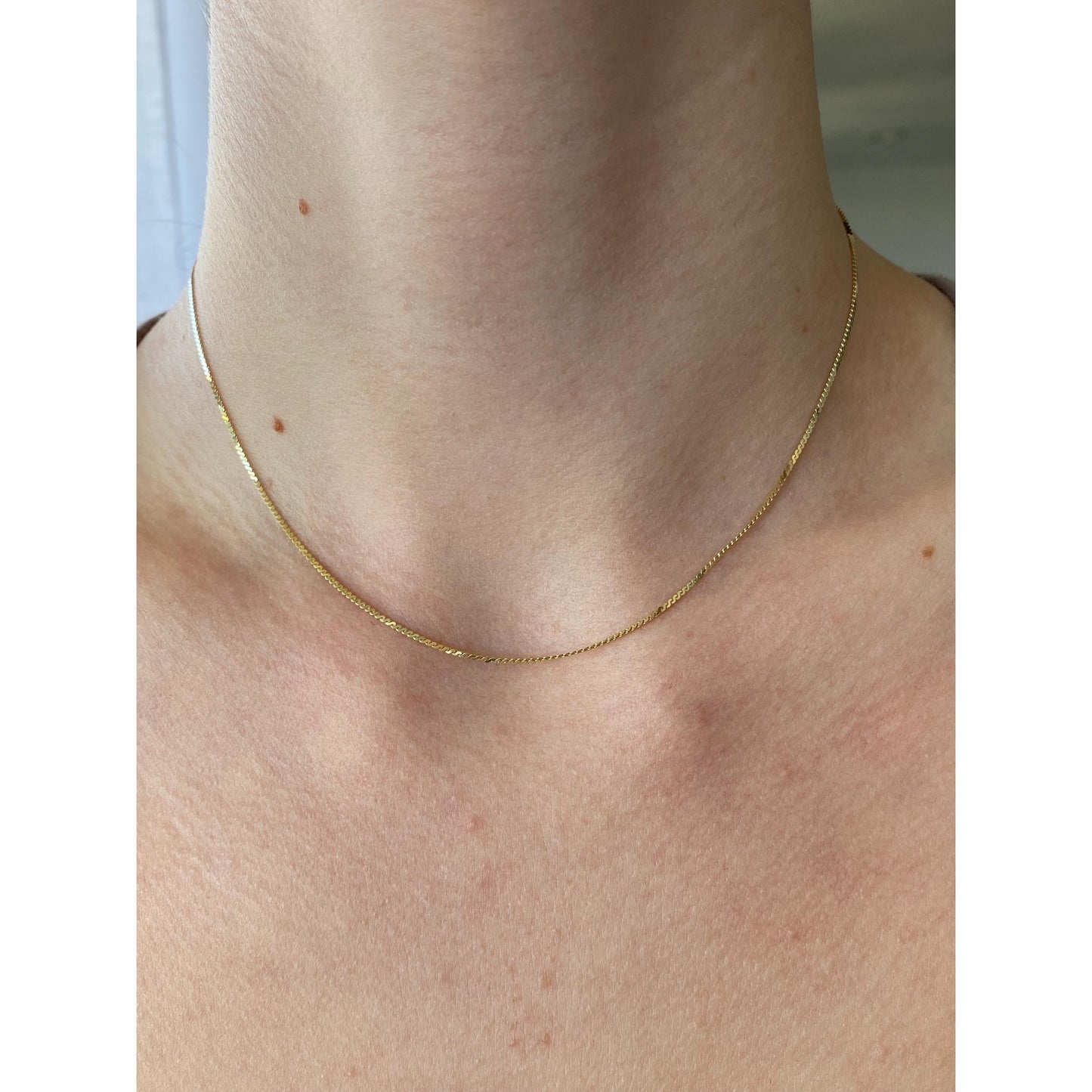 Vintage Solid 14k Yellow Gold Serpentine Chain Necklace - 15.25 inches