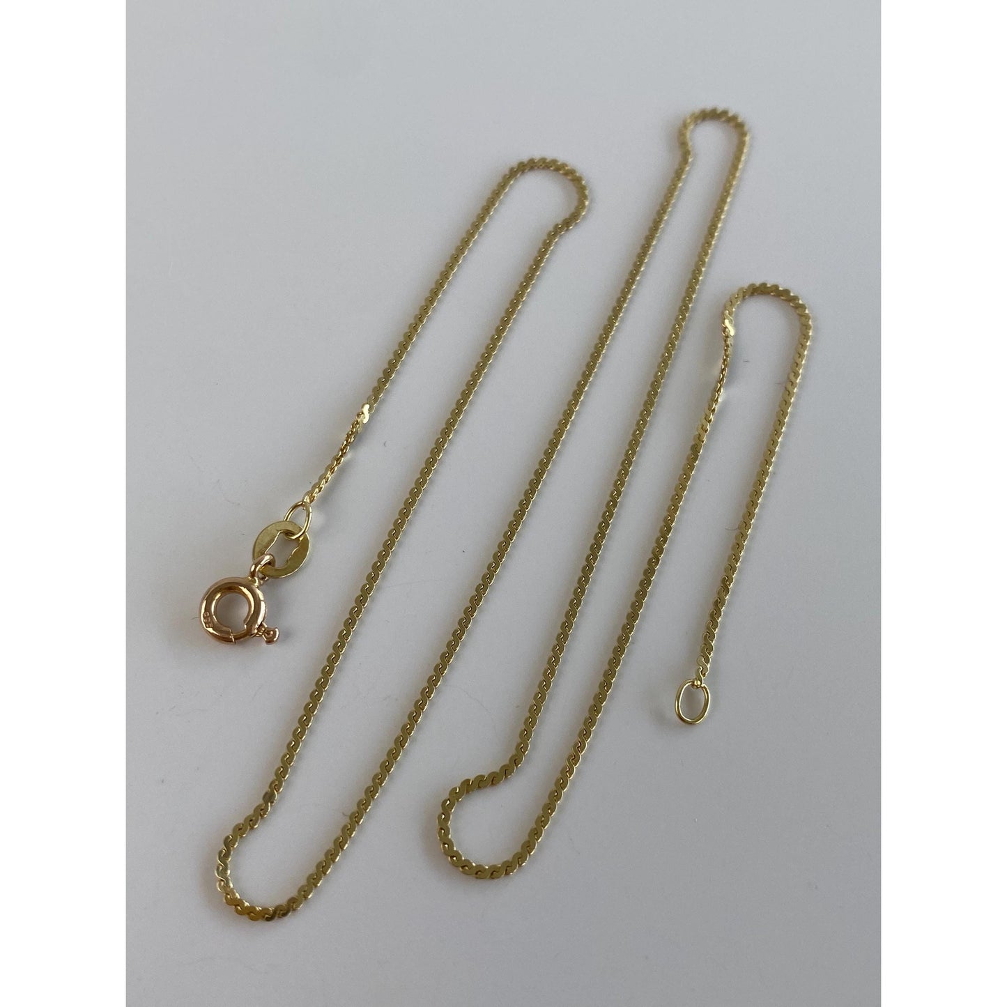 Vintage Solid 14k Yellow Gold Serpentine Chain Necklace - 15.25 inches