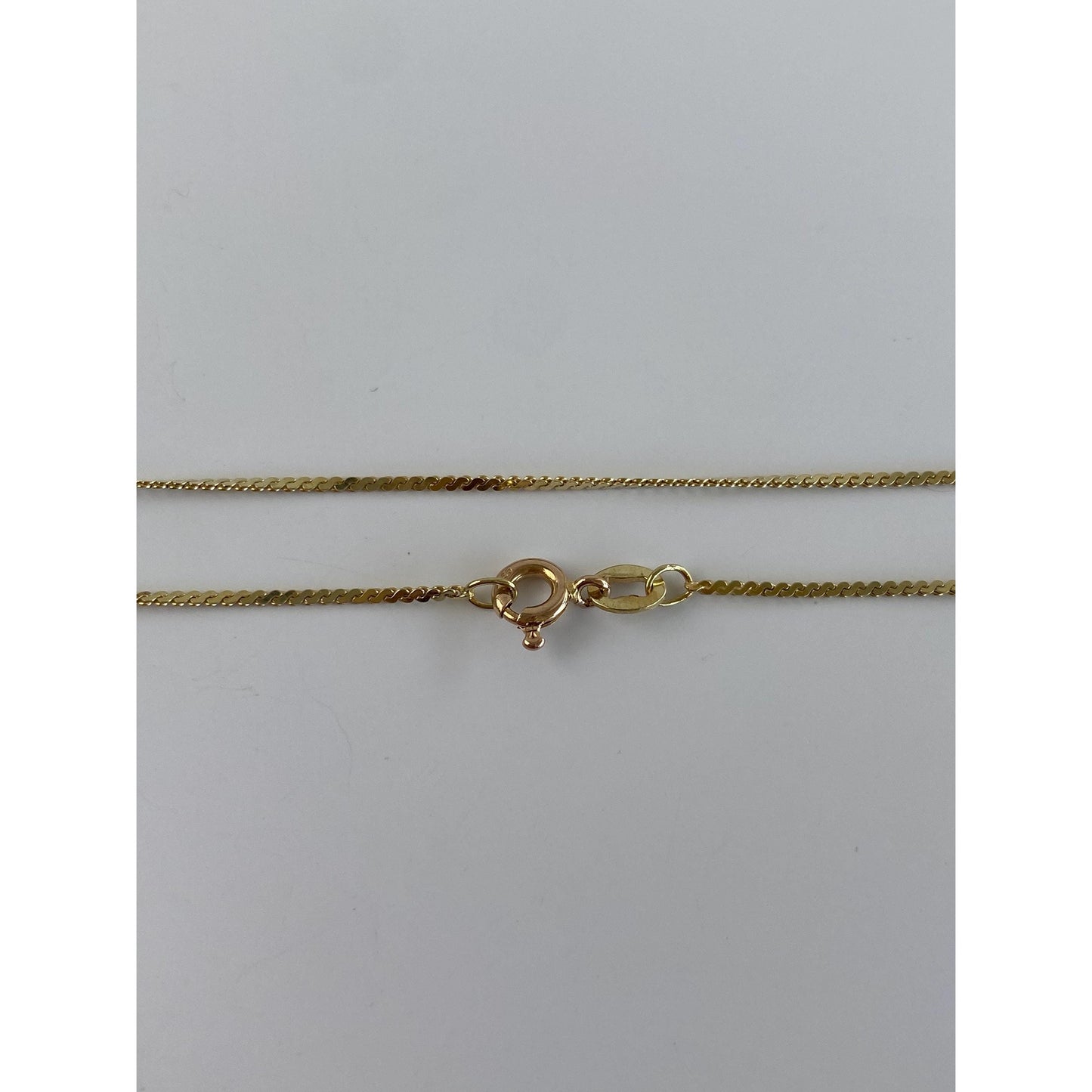 Vintage Solid 14k Yellow Gold Serpentine Chain Necklace - 15.25 inches
