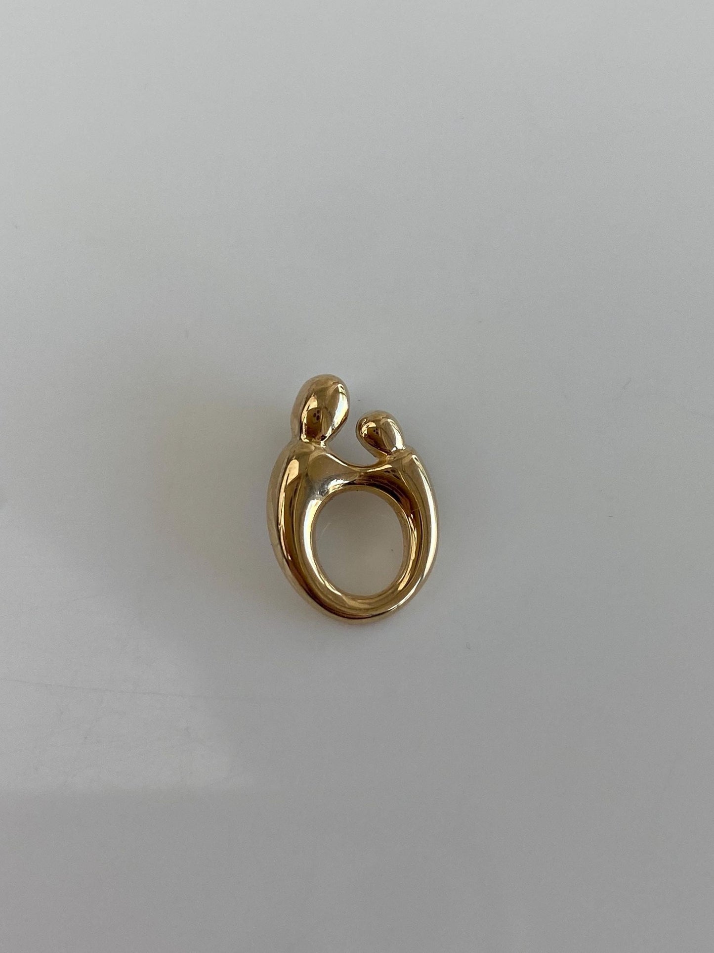 Vintage Solid 14k Yellow Gold Abstract Parent & Child Charm