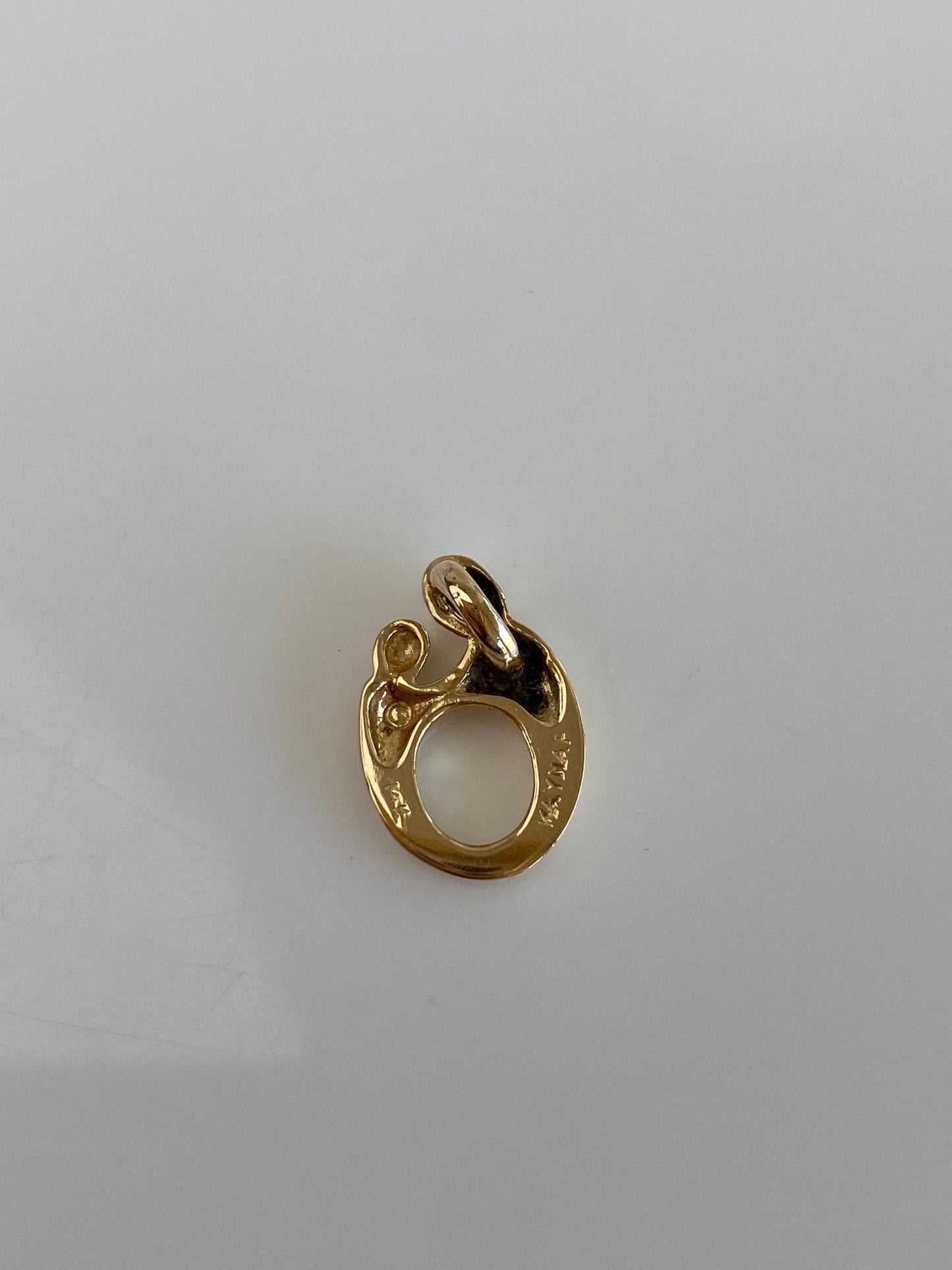 Vintage Solid 14k Yellow Gold Abstract Parent & Child Charm
