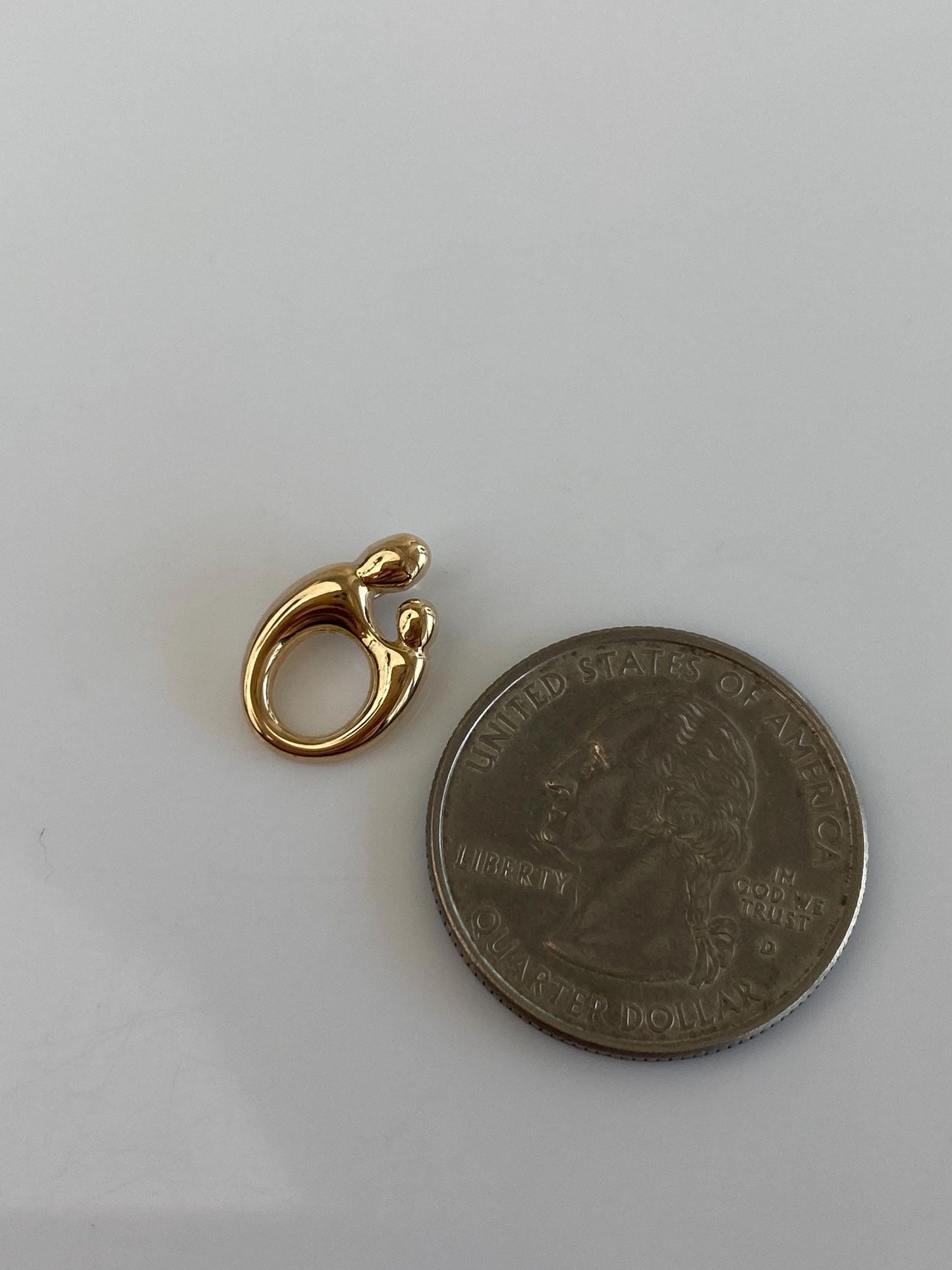 Vintage Solid 14k Yellow Gold Abstract Parent & Child Charm