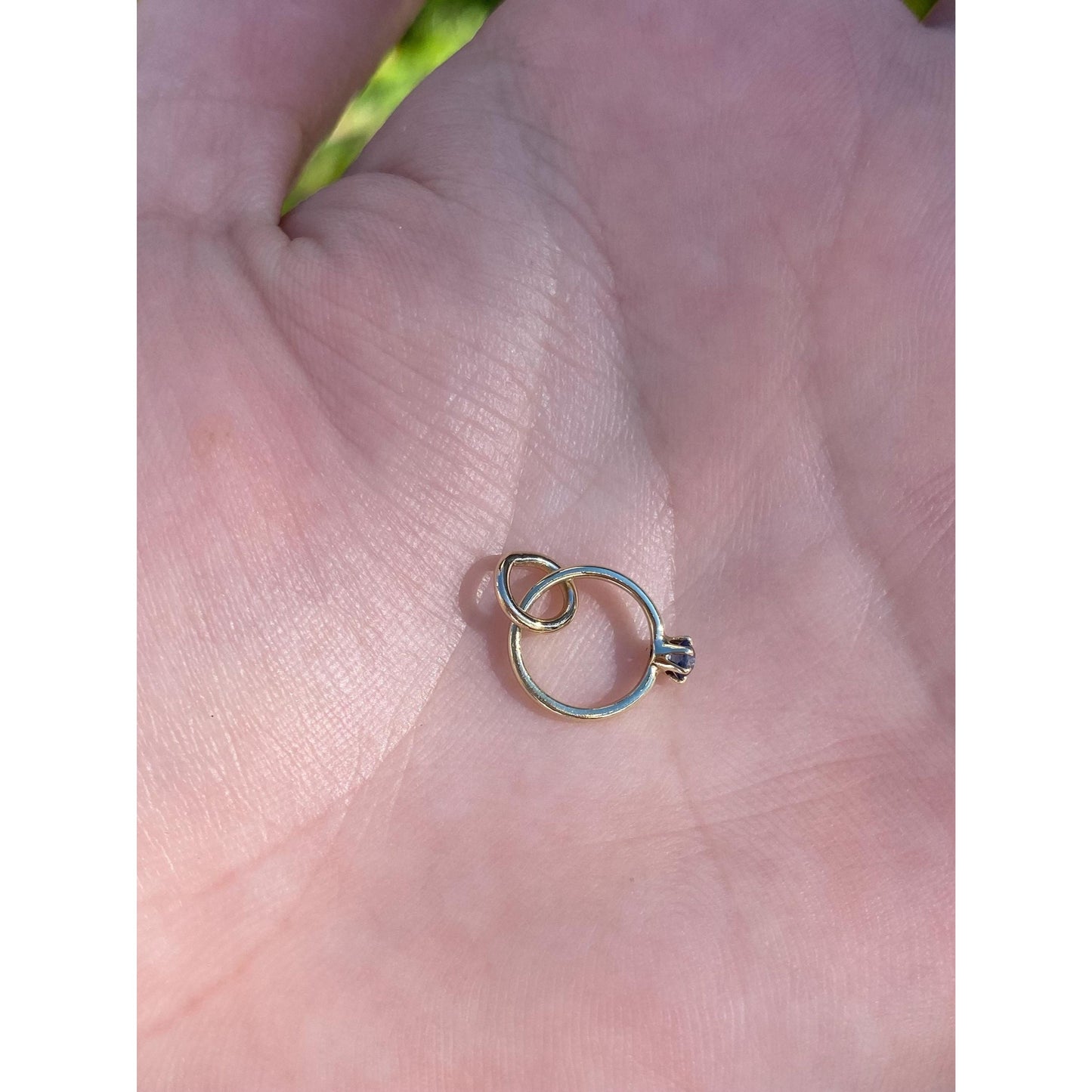 Vintage Solid 14k Yellow Gold Blue Spinel Ring Charm