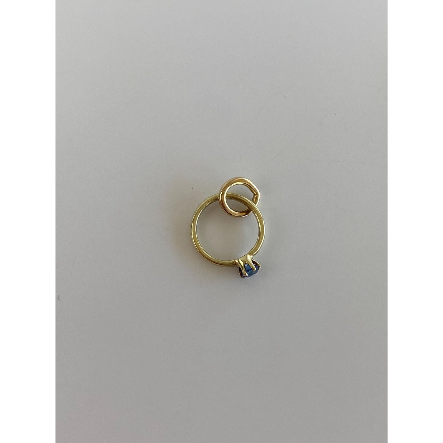 Vintage Solid 14k Yellow Gold Blue Spinel Ring Charm