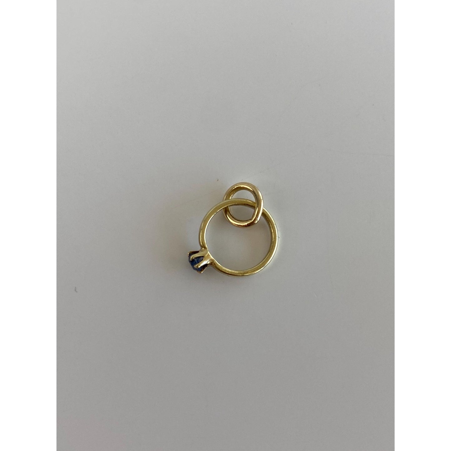 Vintage Solid 14k Yellow Gold Blue Spinel Ring Charm