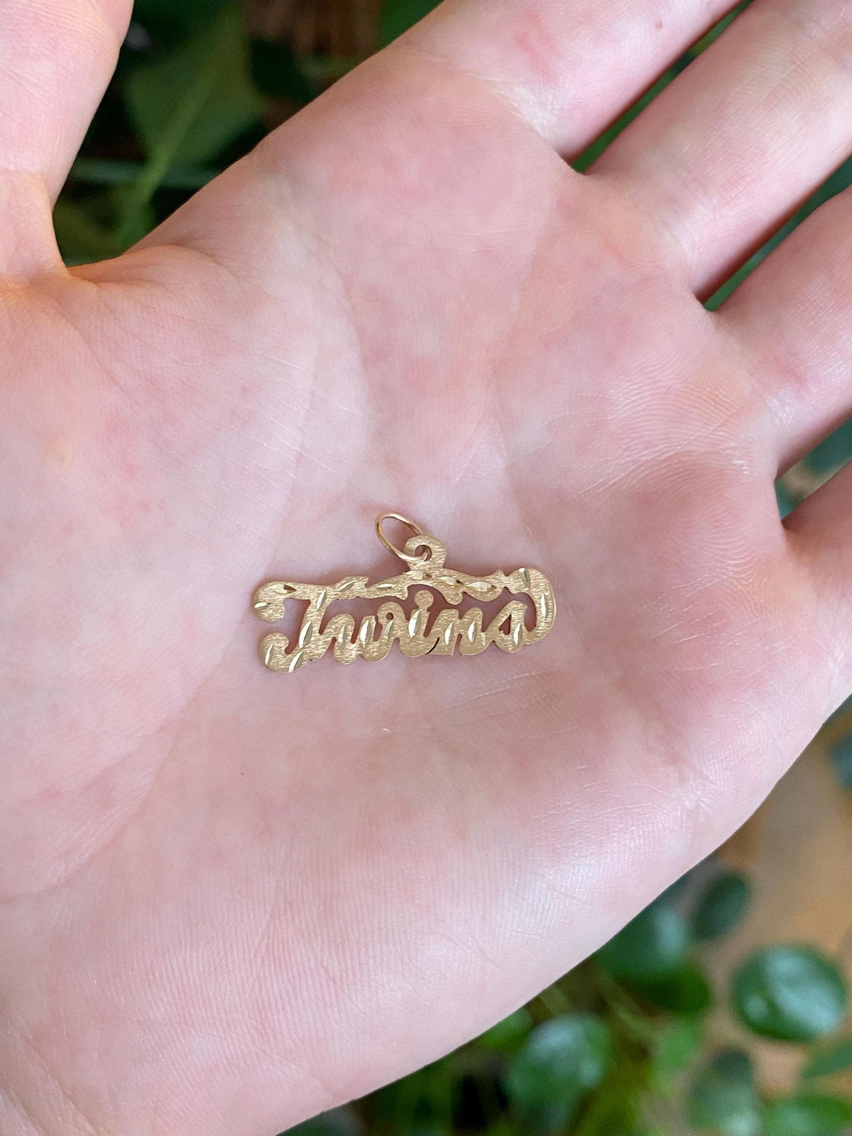 Vintage Solid 14k Yellow Gold Diamond Cut 'Twins' Charm