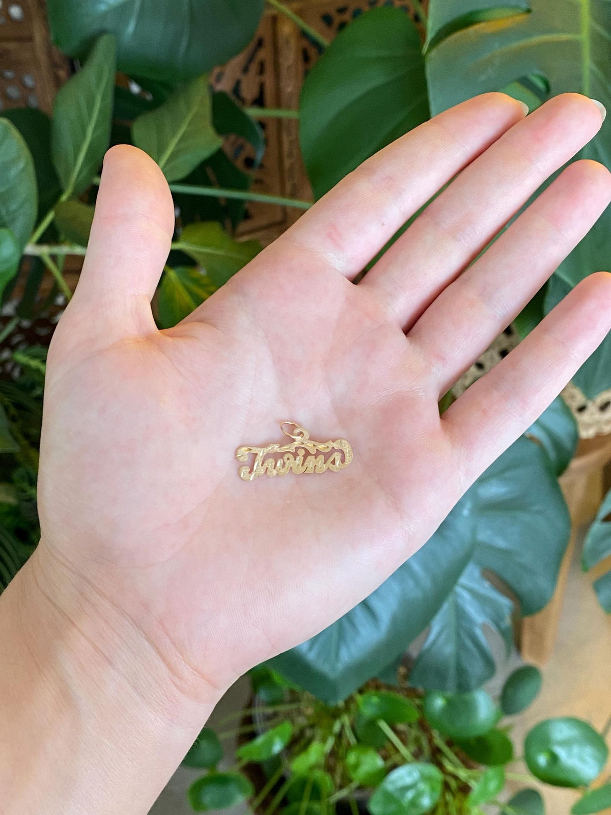 Vintage Solid 14k Yellow Gold Diamond Cut 'Twins' Charm