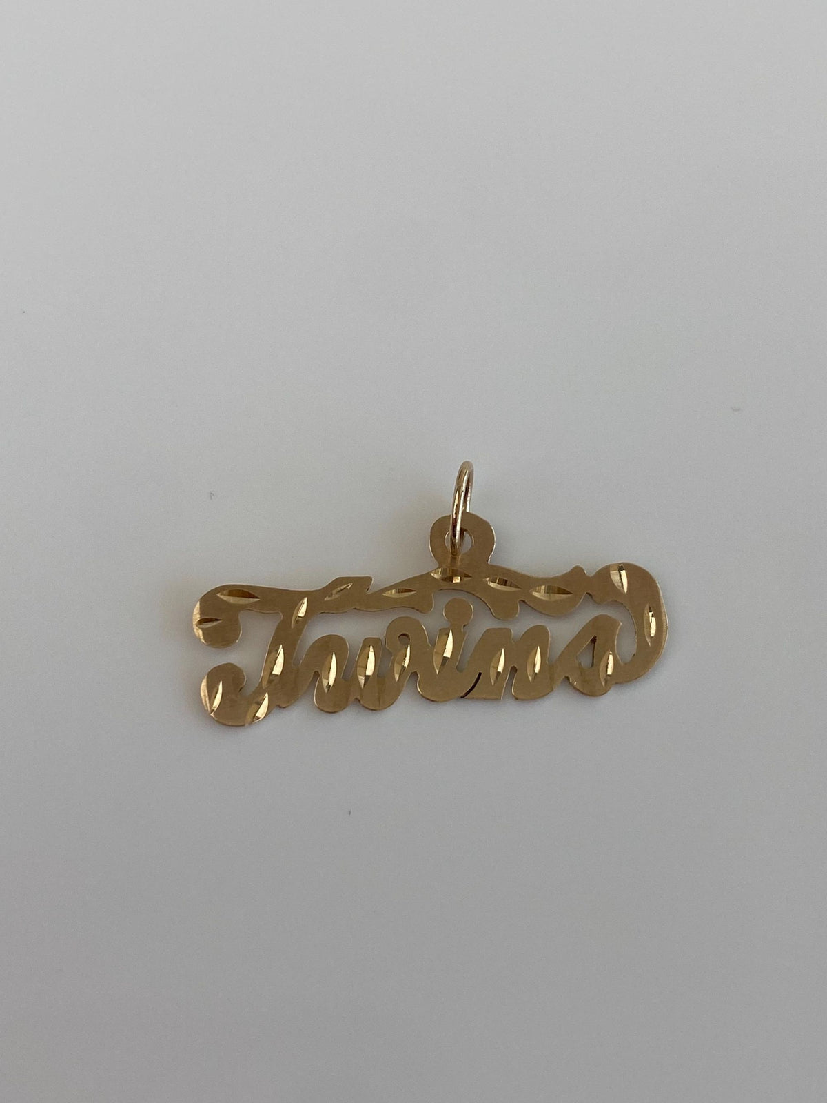 Vintage Solid 14k Yellow Gold Diamond Cut 'Twins' Charm