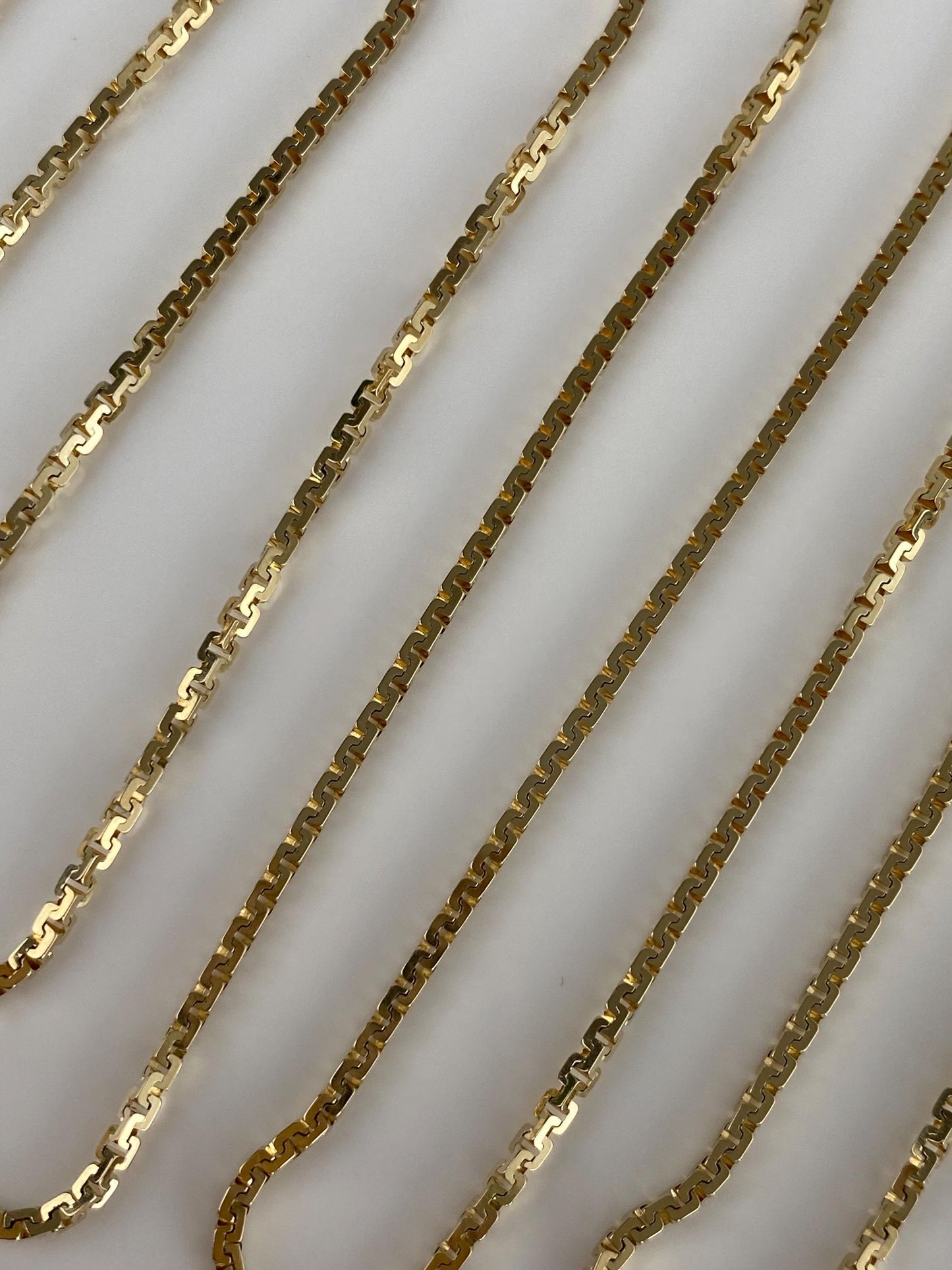 Vintage Solid 14k Yellow Gold Long Box Chain Necklace - 31.25 inches