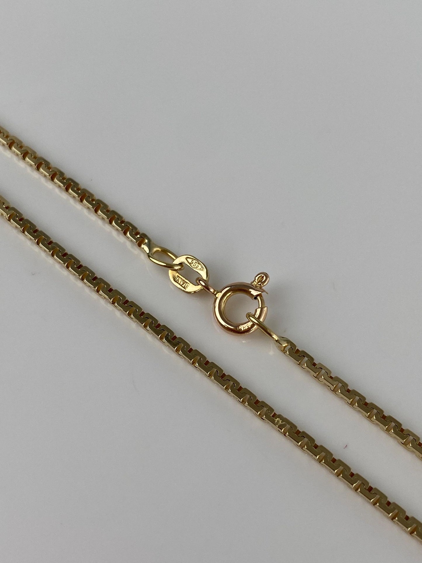 Vintage Solid 14k Yellow Gold Long Box Chain Necklace - 31.25 inches