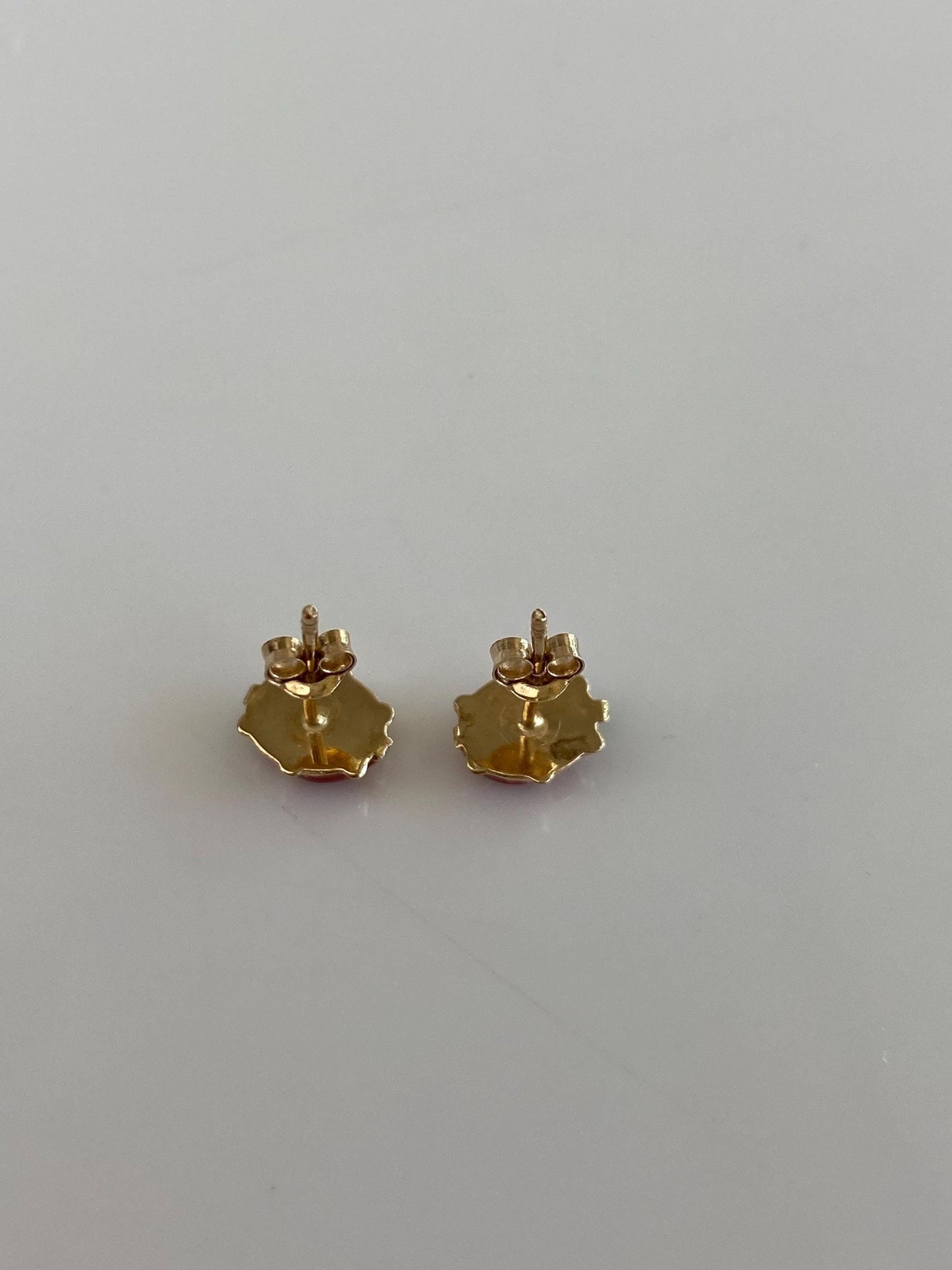 Vintage 14k Yellow Gold Enamel Ladybug Stud Earrings