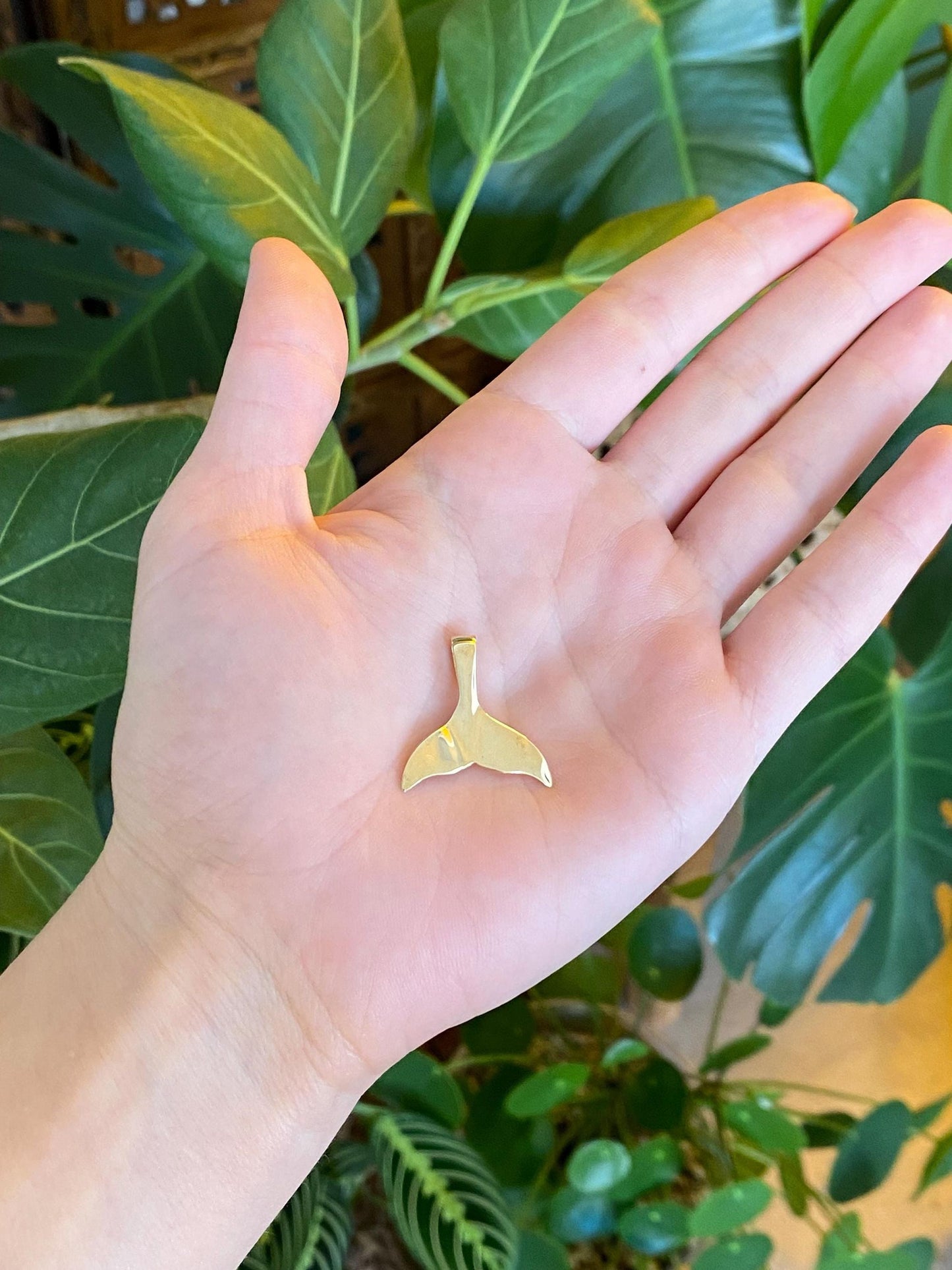Vintage Solid 14k Yellow Gold Whale Tail Charm