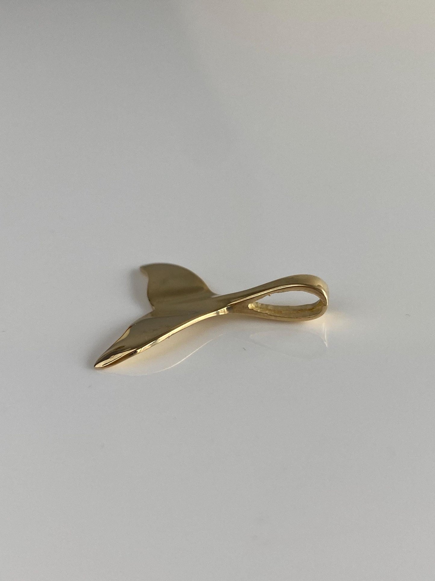 Vintage Solid 14k Yellow Gold Whale Tail Charm