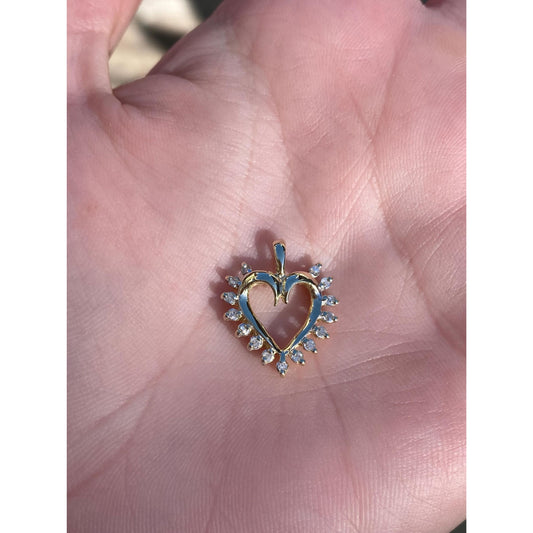 Vintage Solid 10k Yellow Gold Clear Sapphire Heart Charm