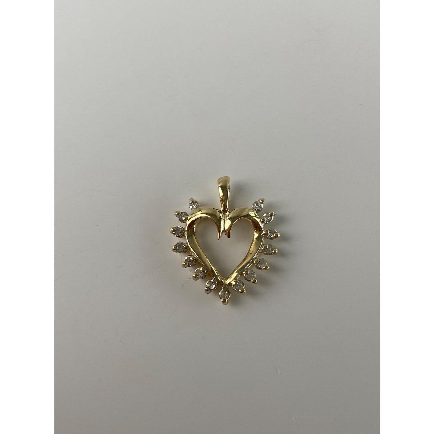 Vintage Solid 10k Yellow Gold Clear Sapphire Heart Charm