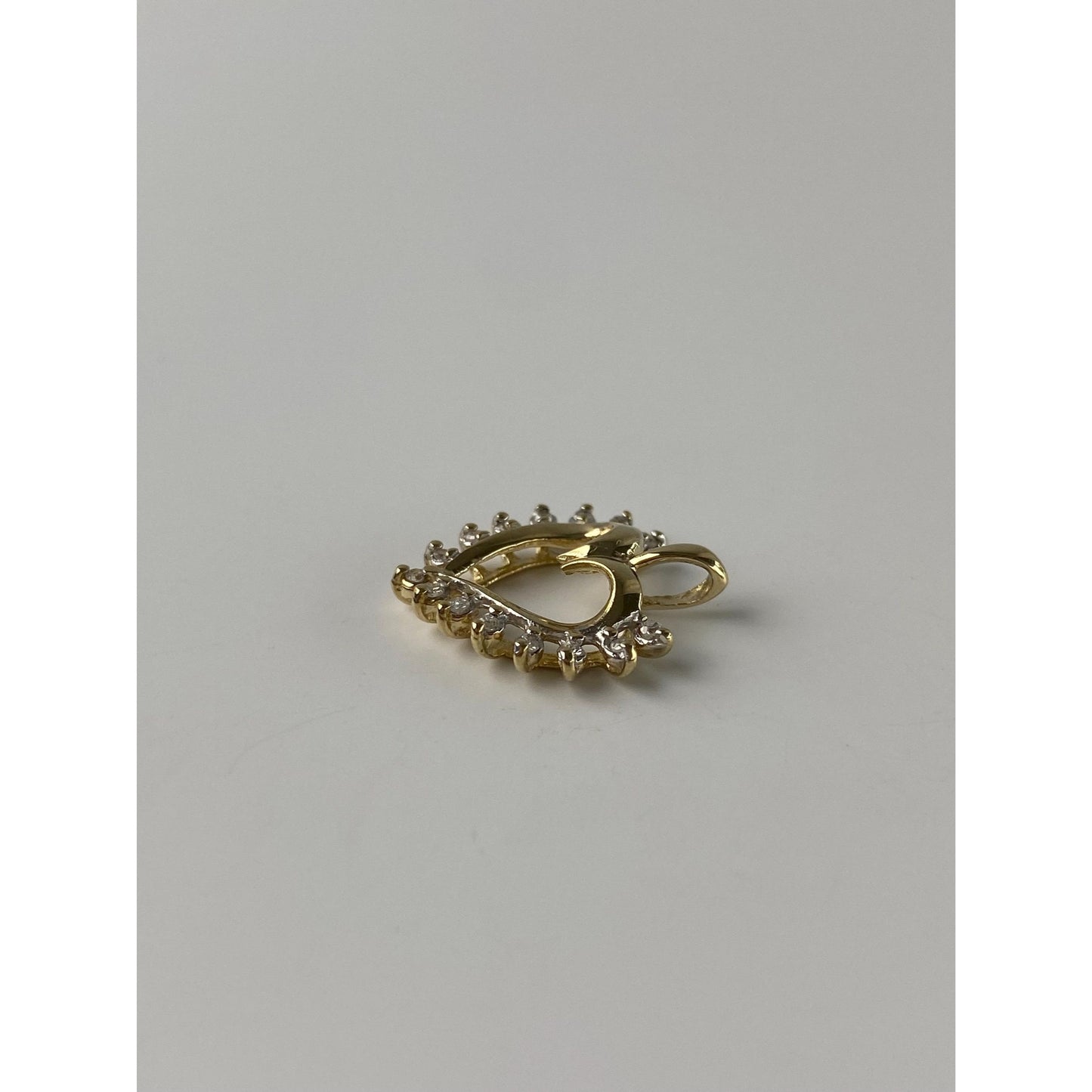 Vintage Solid 10k Yellow Gold Clear Sapphire Heart Charm