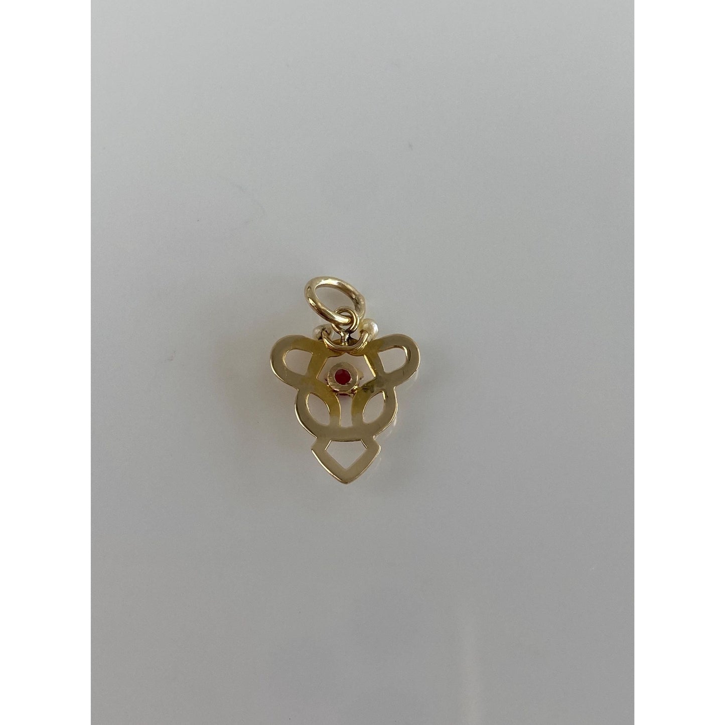 Vintage Solid 10k Yellow Gold Red Cubic Zirconia Seed Pearls Stick Pin Conversion Charm