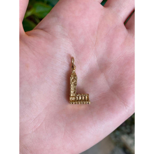 Vintage Solid 9k Yellow Gold London Big Ben Clock Charm