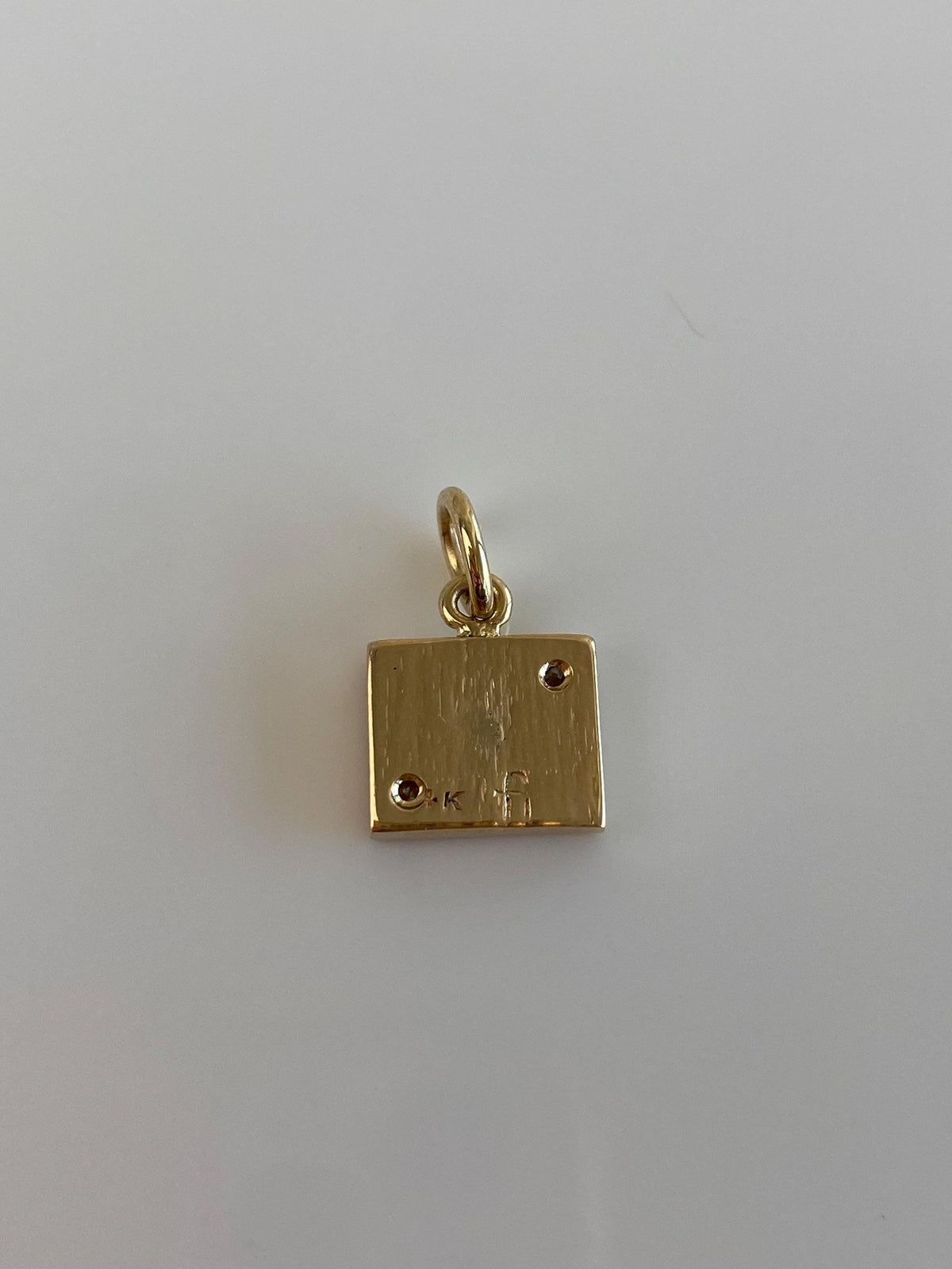 Vintage Solid 14k Yellow Gold Star Set Diamonds Enamel Music Symbol Charm