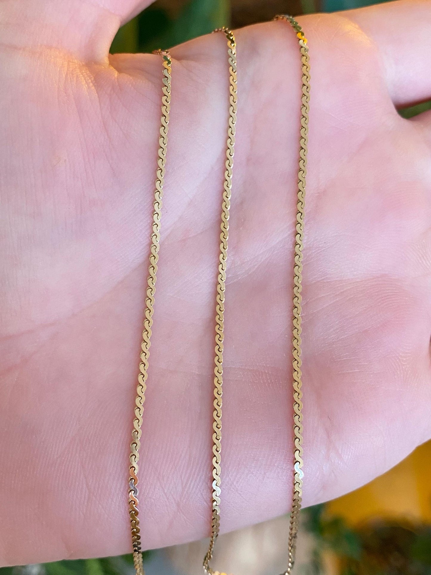 Vintage Solid 14k Yellow Gold Serpentine Chain Necklace - 20 inches