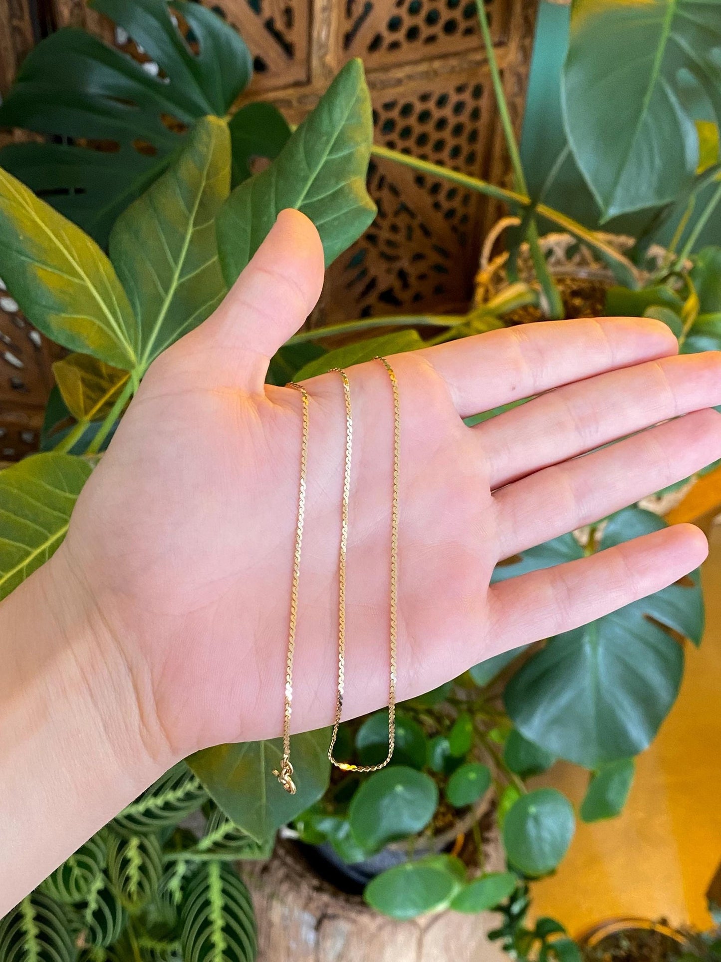 Vintage Solid 14k Yellow Gold Serpentine Chain Necklace - 20 inches