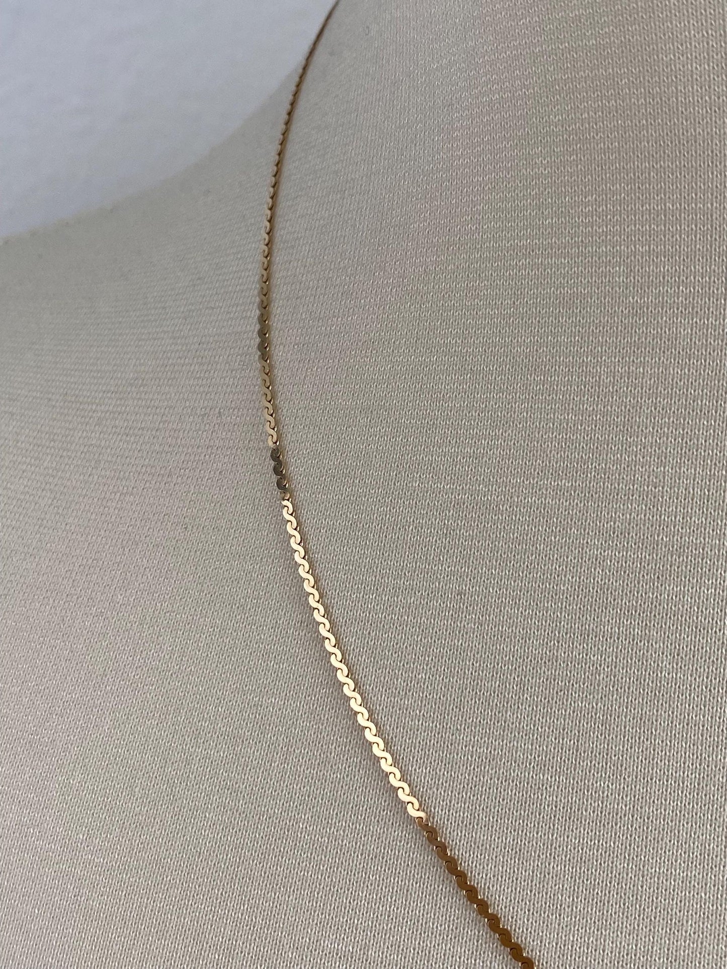 Vintage Solid 14k Yellow Gold Serpentine Chain Necklace - 20 inches
