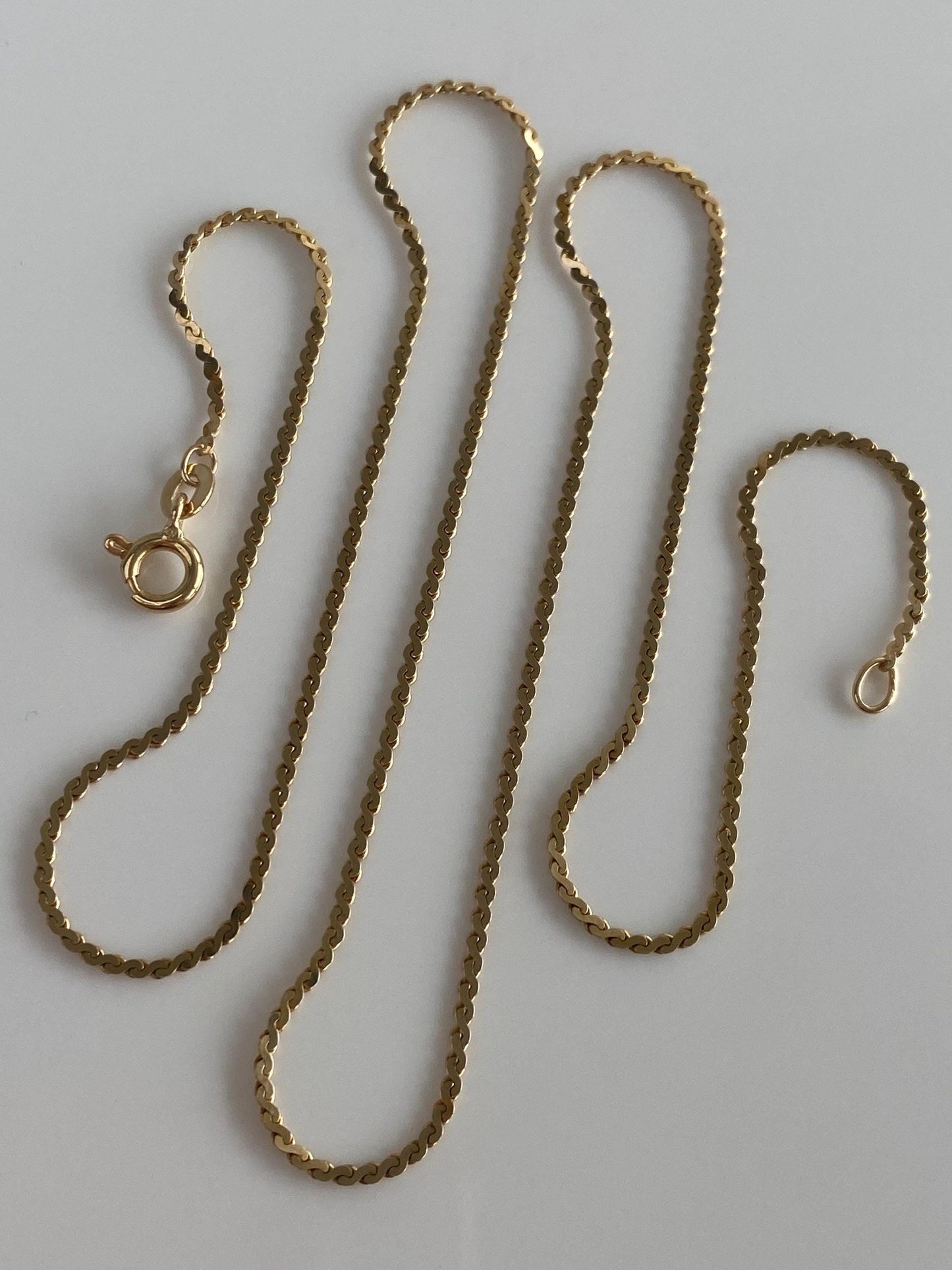 Vintage Solid 14k Yellow Gold Serpentine Chain Necklace - 20 inches
