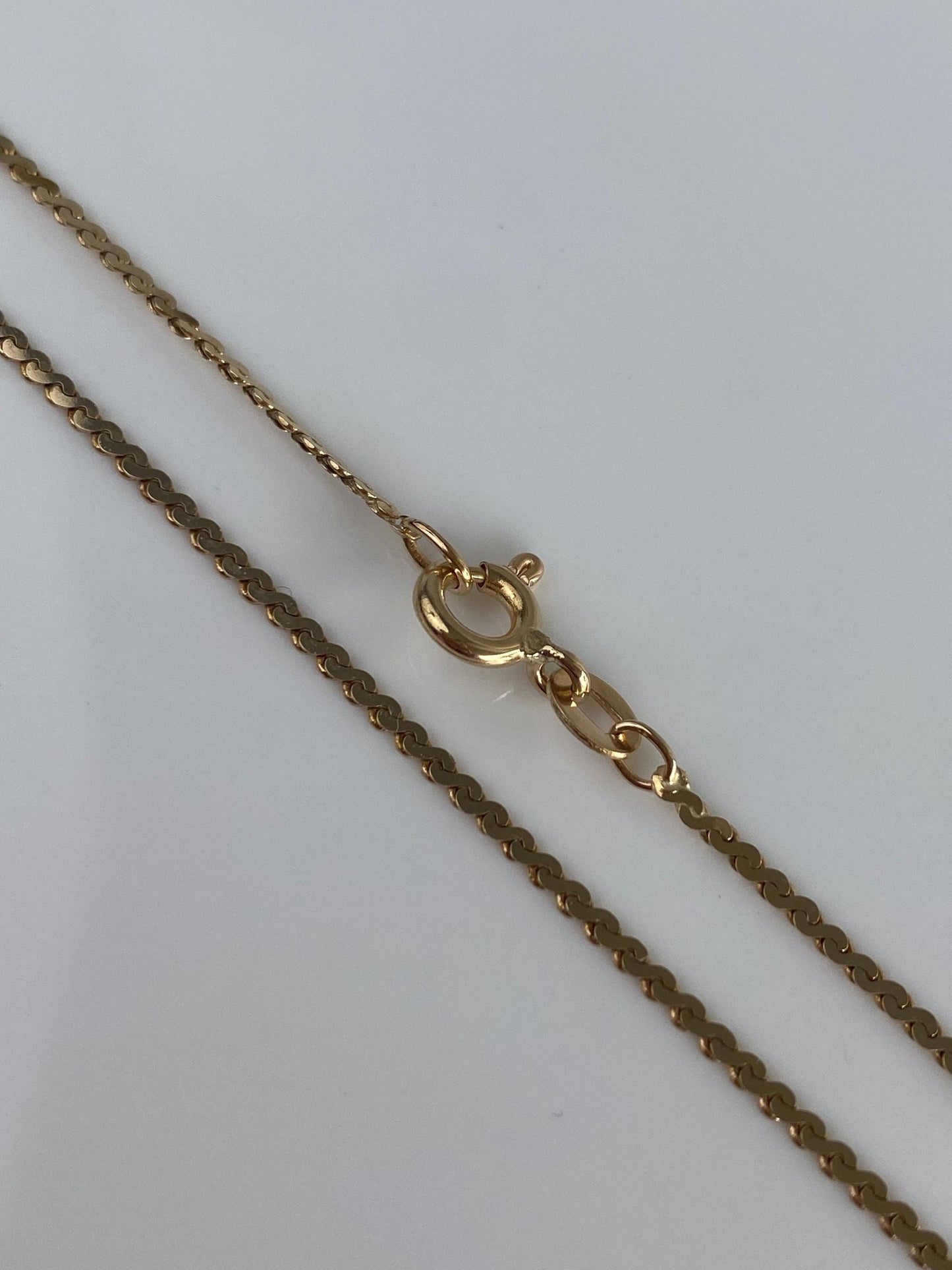 Vintage Solid 14k Yellow Gold Serpentine Chain Necklace - 20 inches