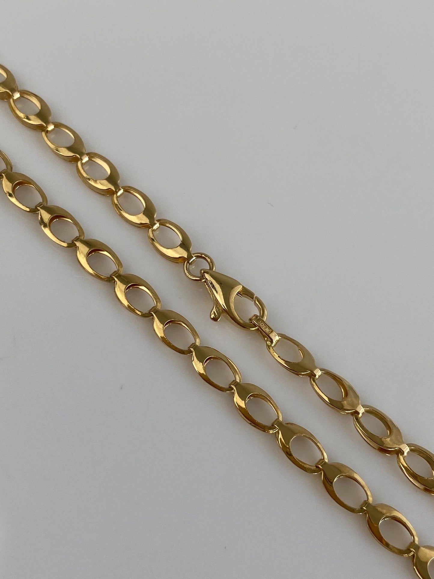 Vintage Solid 18k Yellow Gold Oval Link Chain Necklace - 23.5 inches