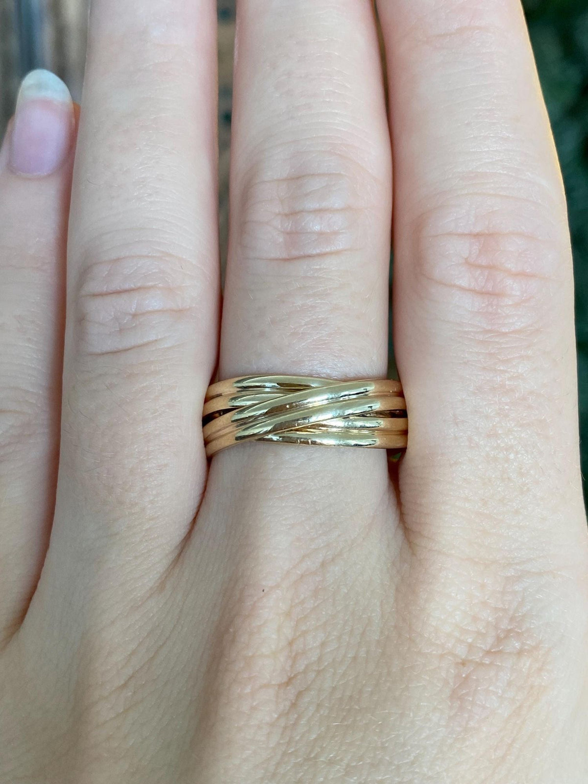 Vintage Solid 14k Yellow Gold Double Wire Wrapped Ring Band - Size 10.75