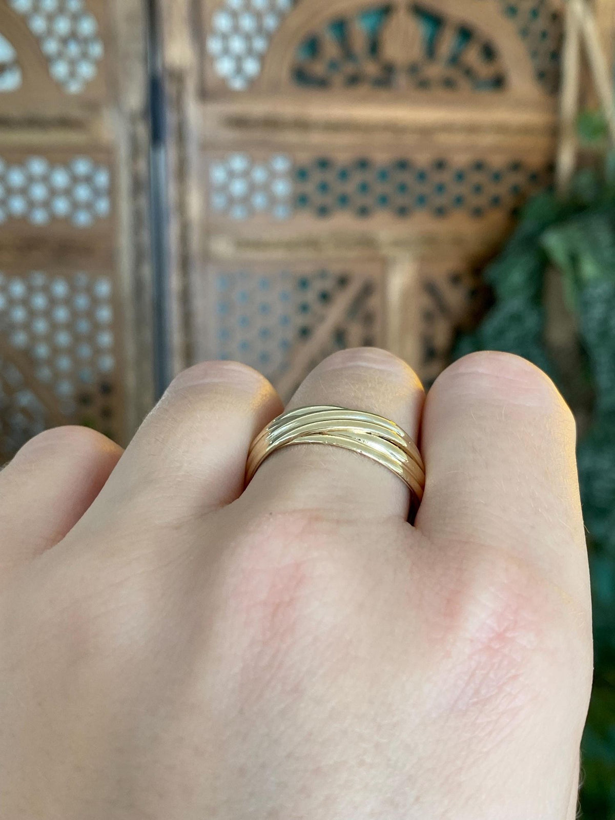 Vintage Solid 14k Yellow Gold Double Wire Wrapped Ring Band - Size 10.75