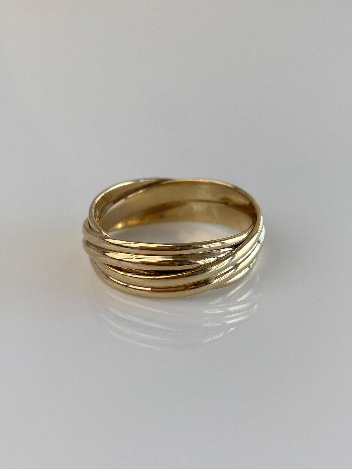 Vintage Solid 14k Yellow Gold Double Wire Wrapped Ring Band - Size 10.75