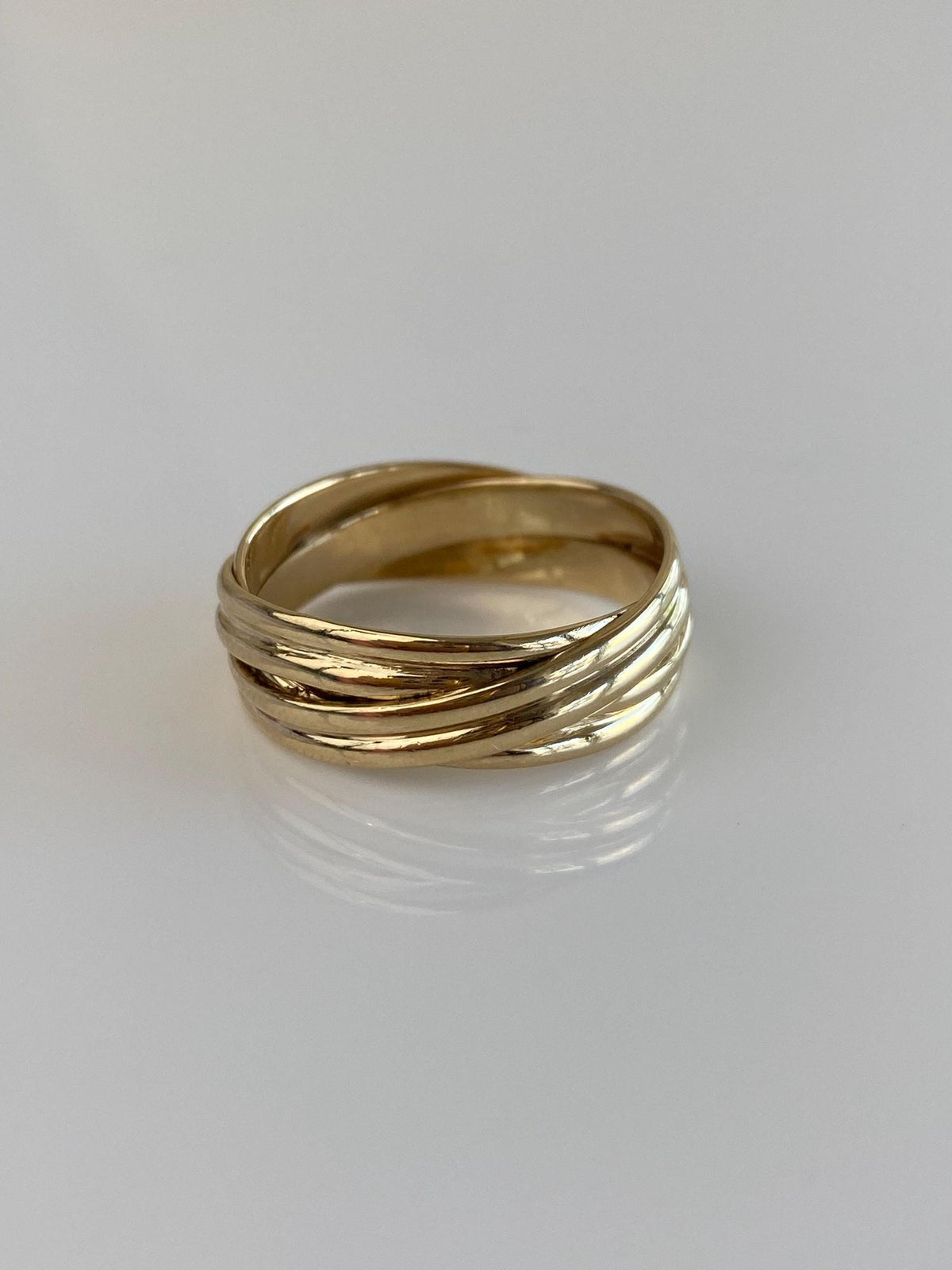 Vintage Solid 14k Yellow Gold Double Wire Wrapped Ring Band - Size 10.75
