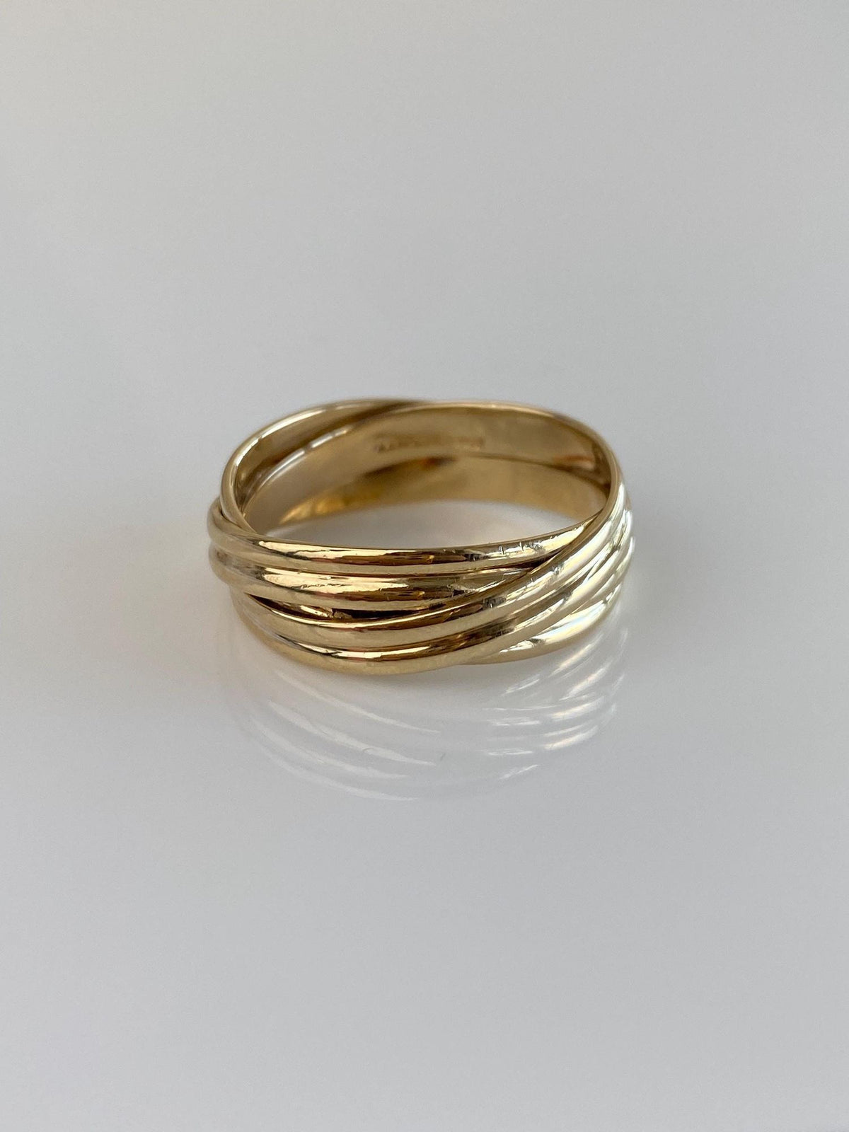 Vintage Solid 14k Yellow Gold Double Wire Wrapped Ring Band - Size 10.75