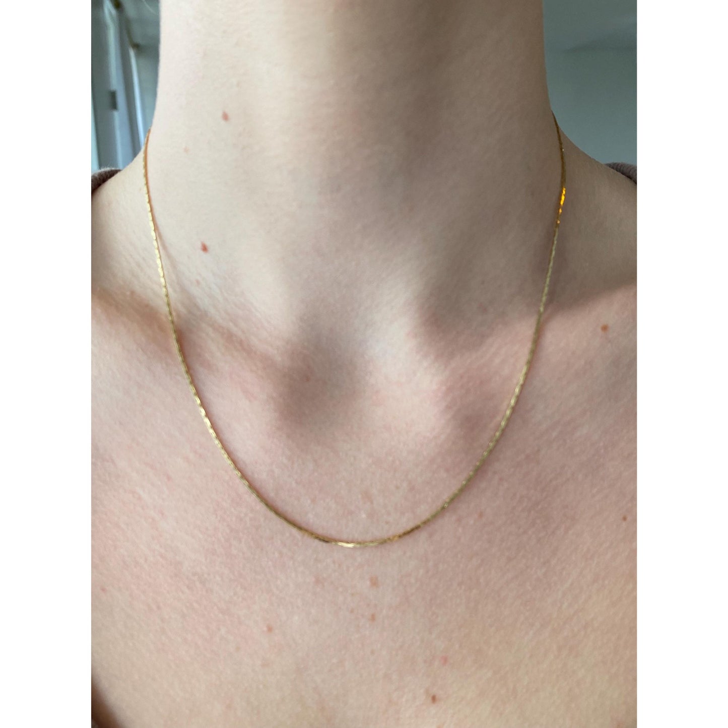 Vintage Solid 14k Yellow Gold Triangle Link Chain Necklace - 17.75 inches