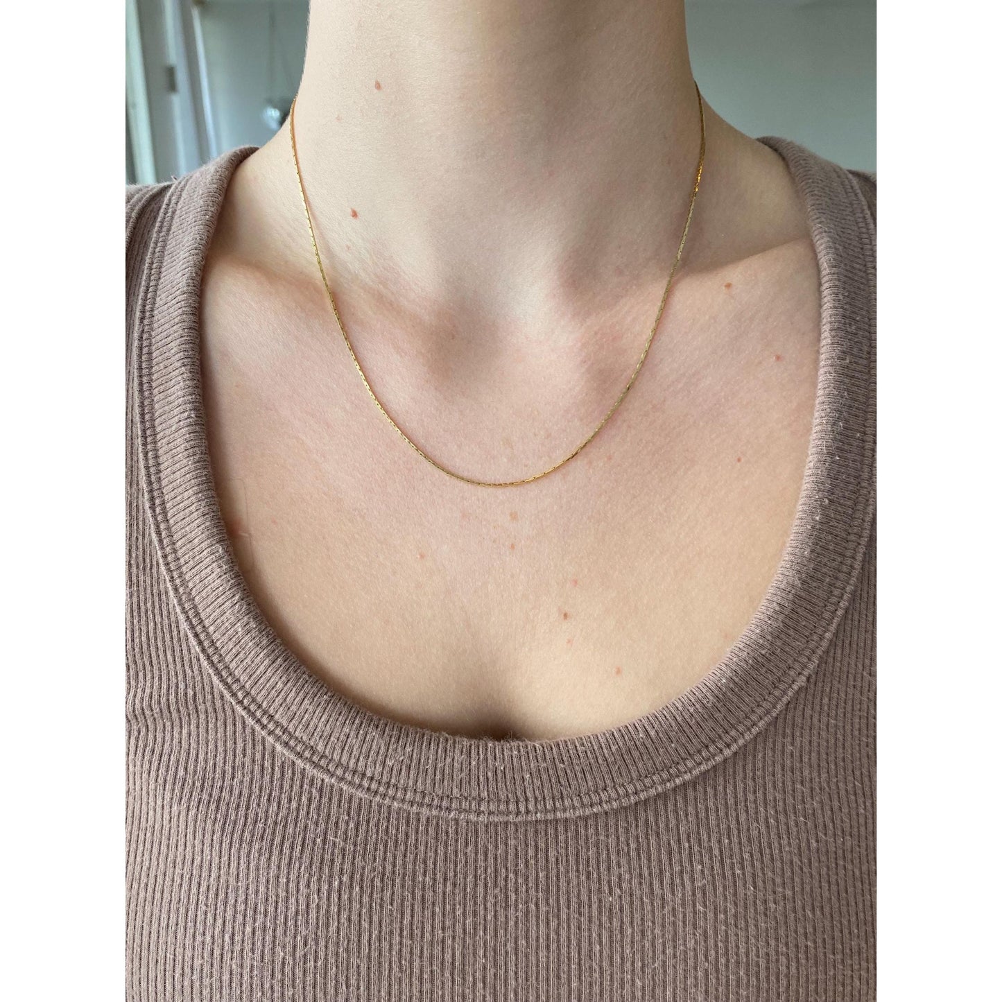 Vintage Solid 14k Yellow Gold Triangle Link Chain Necklace - 17.75 inches