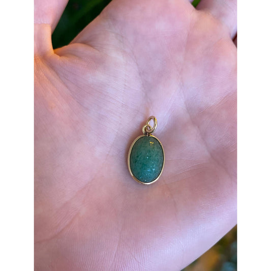 Vintage Solid 14k Yellow Gold Jade Carved Scarab Charm