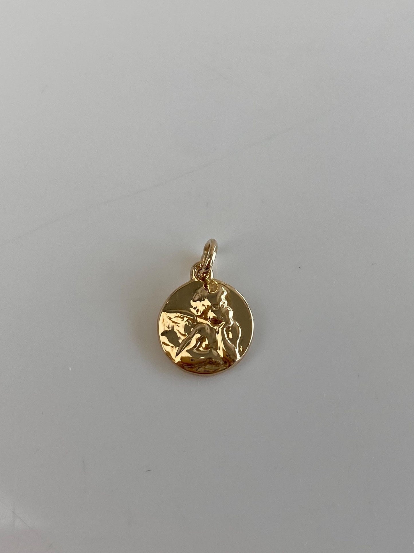 Vintage Solid 14k Yellow Gold Angel Cherub Charm