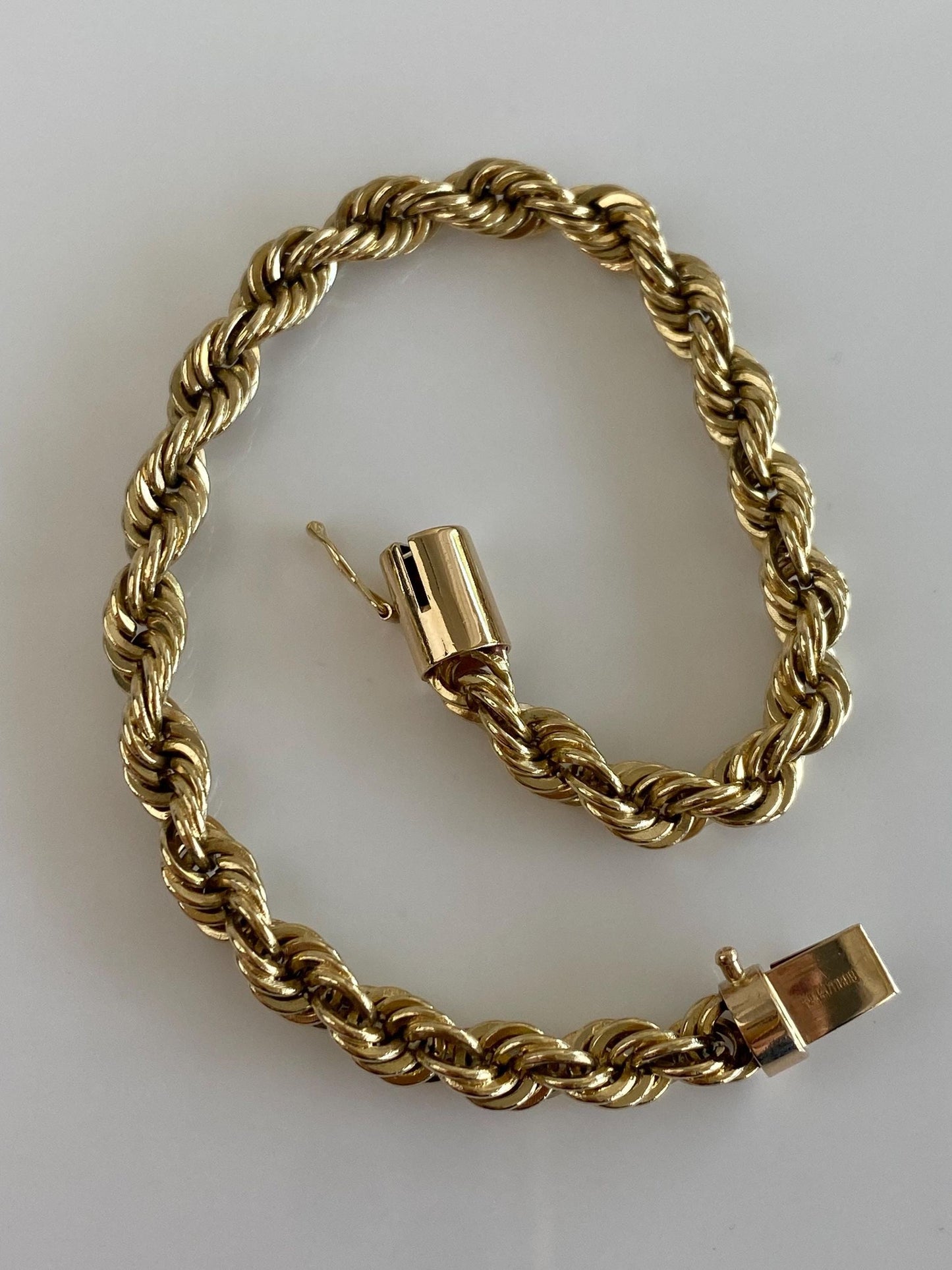 Vintage Solid 14k Yellow Gold Rope Chain Bracelet - 7 inches