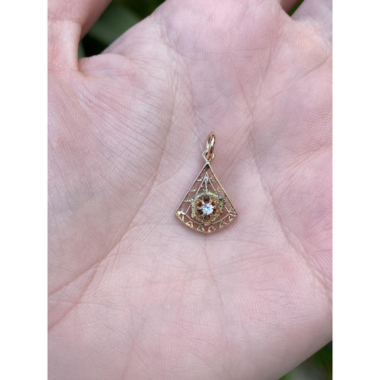 Vintage Solid 14k Rosey Gold Diamond Stick Pin Conversion Charm