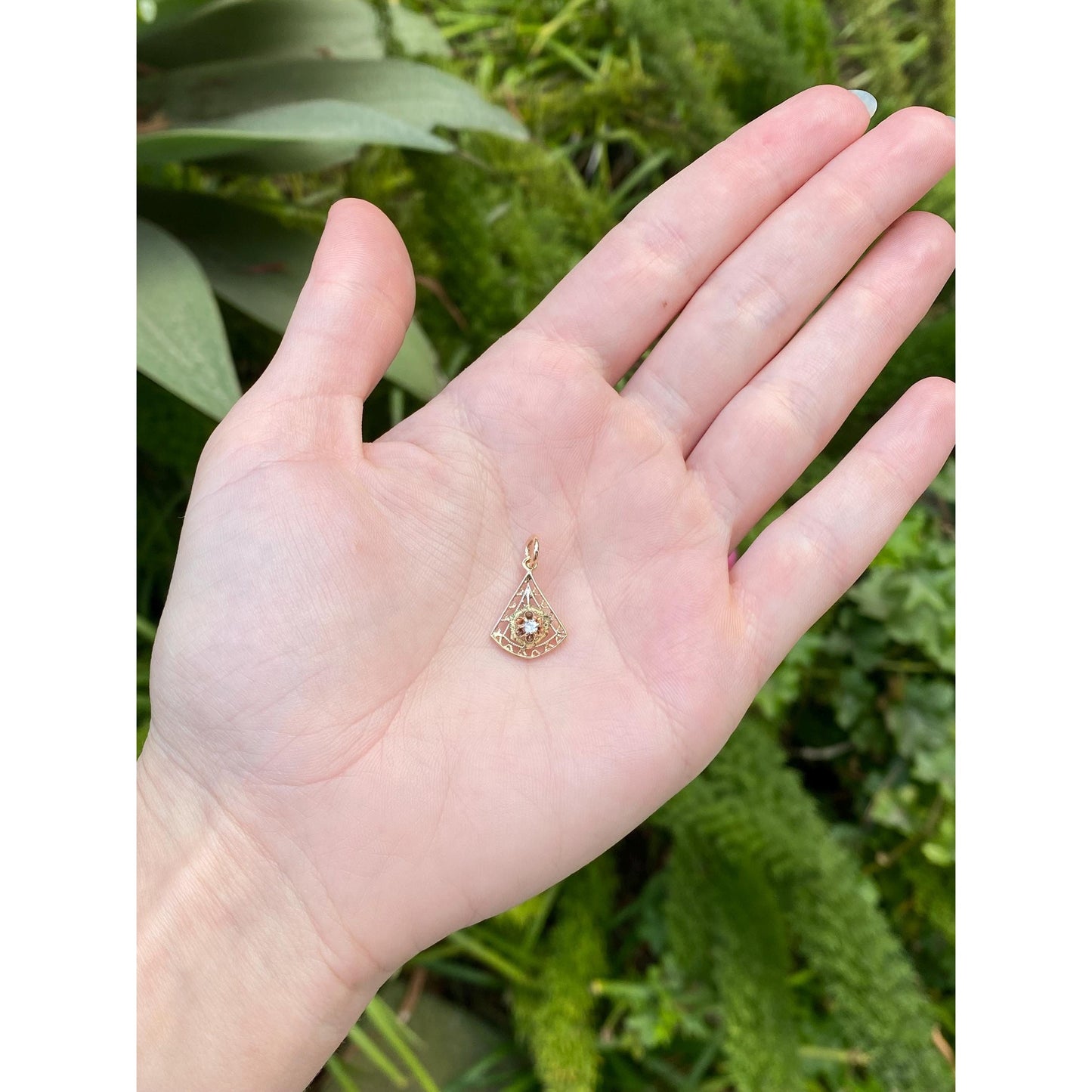 Vintage Solid 14k Rosey Gold Diamond Stick Pin Conversion Charm