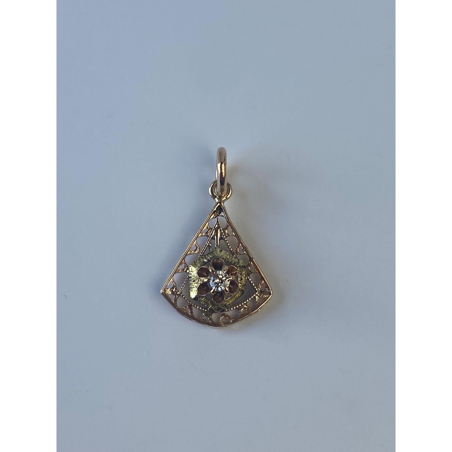 Vintage Solid 14k Rosey Gold Diamond Stick Pin Conversion Charm