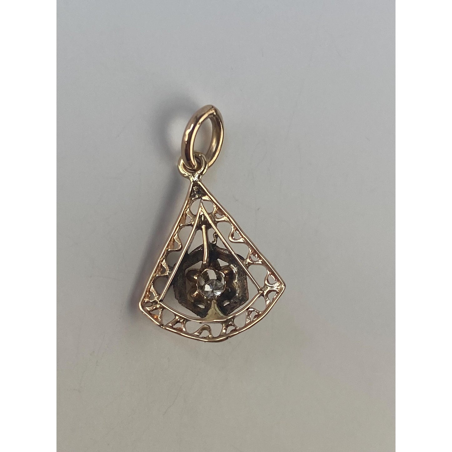 Vintage Solid 14k Rosey Gold Diamond Stick Pin Conversion Charm