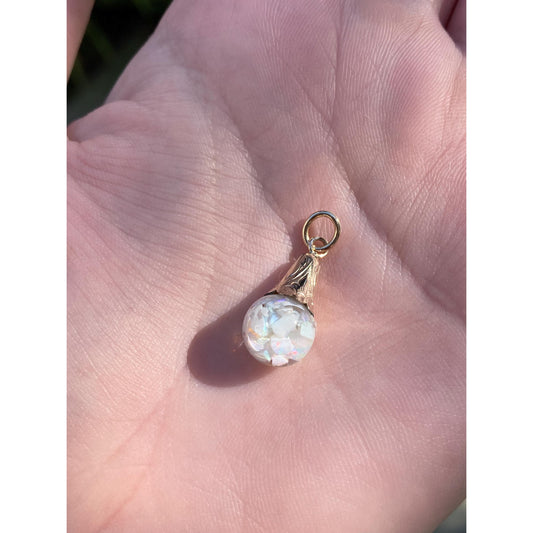 Vintage Solid 10k Yellow Gold Opal Resin Bubble Charm