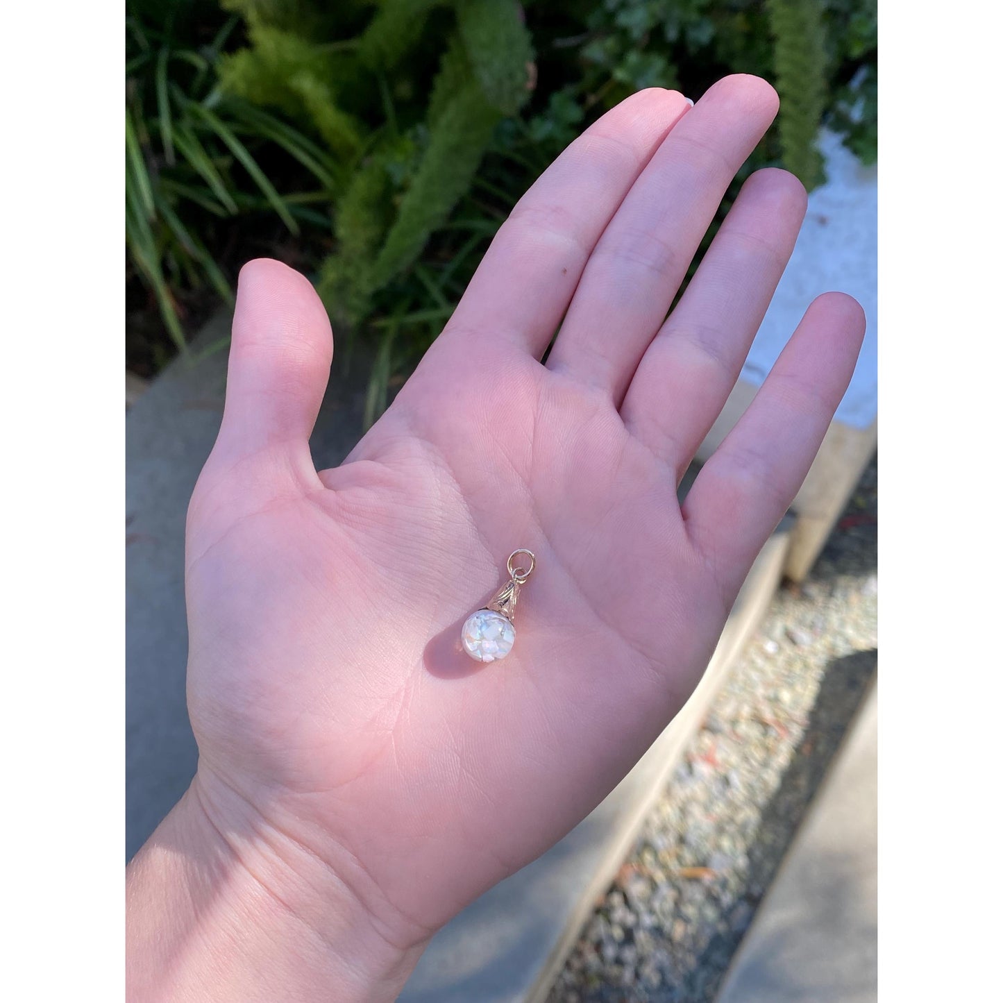 Vintage Solid 10k Yellow Gold Opal Resin Bubble Charm