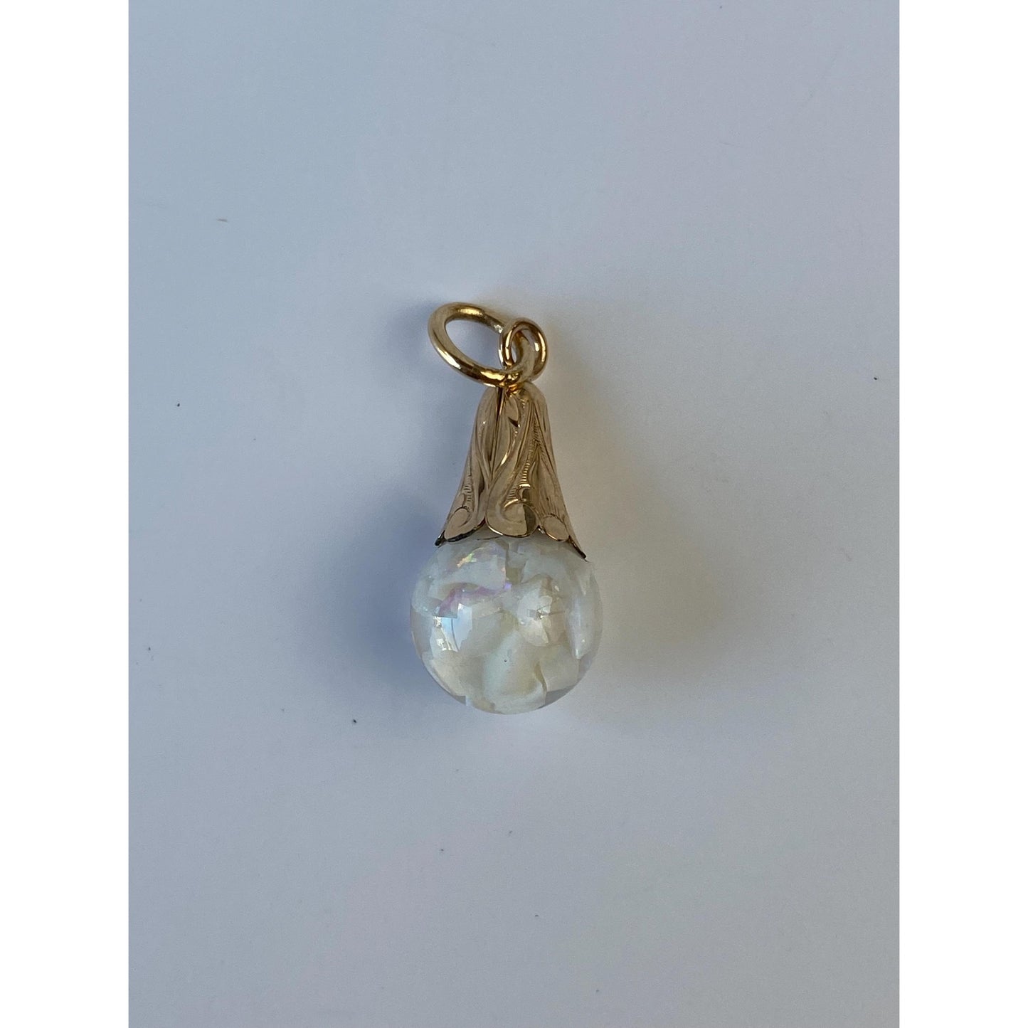 Vintage Solid 10k Yellow Gold Opal Resin Bubble Charm