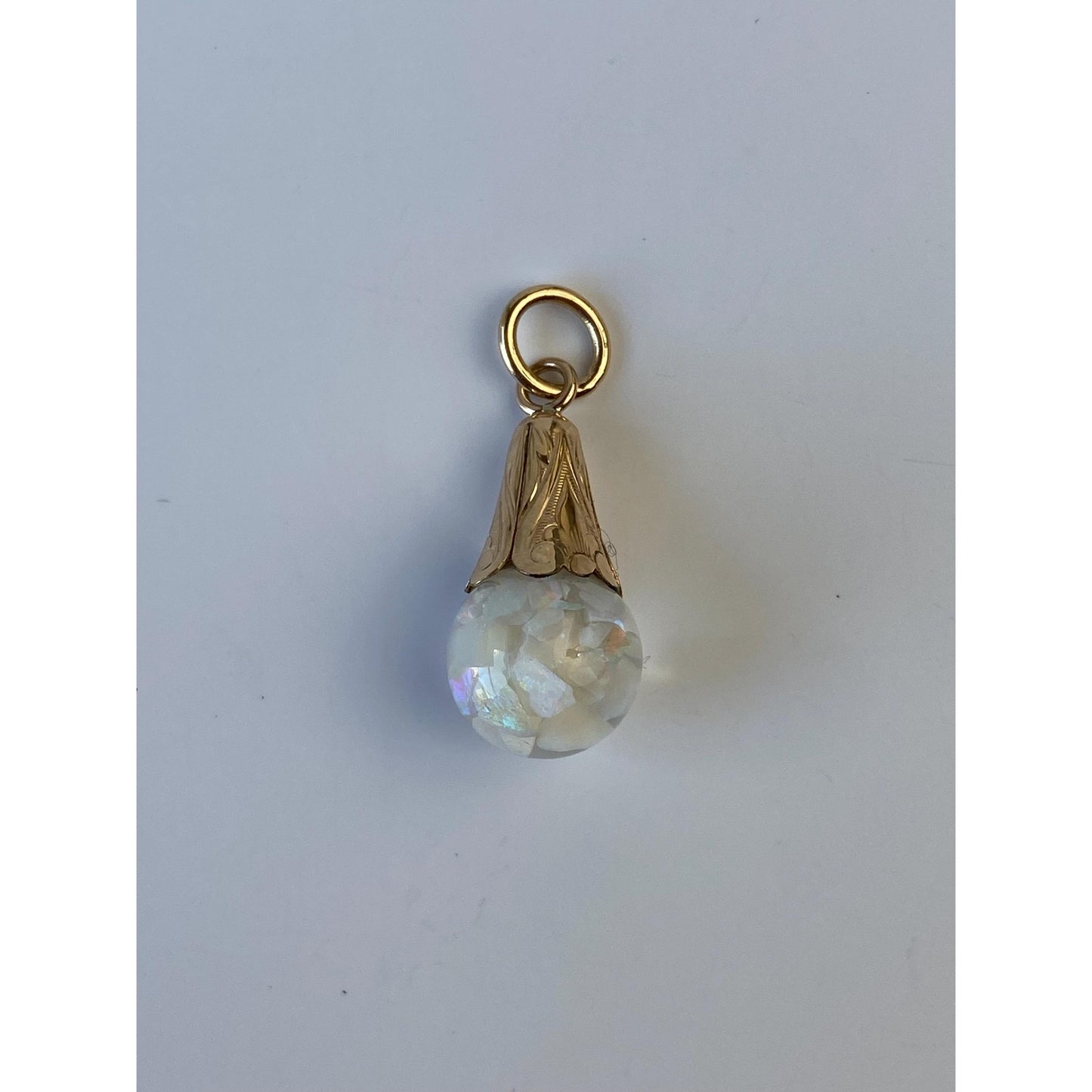 Vintage Solid 10k Yellow Gold Opal Resin Bubble Charm